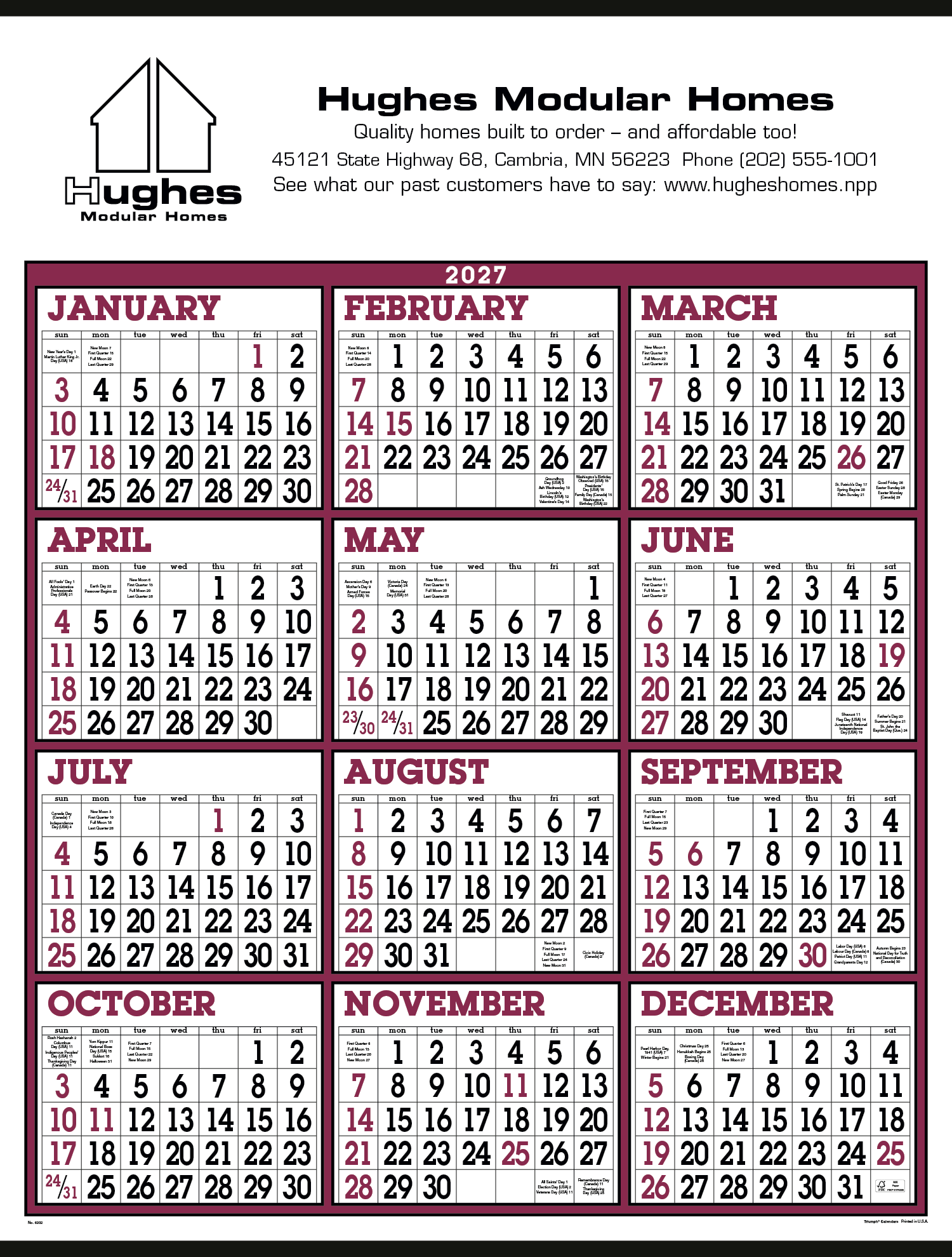 Triumph® Calendars Big Numbers Span-A-Year Calendar 6
