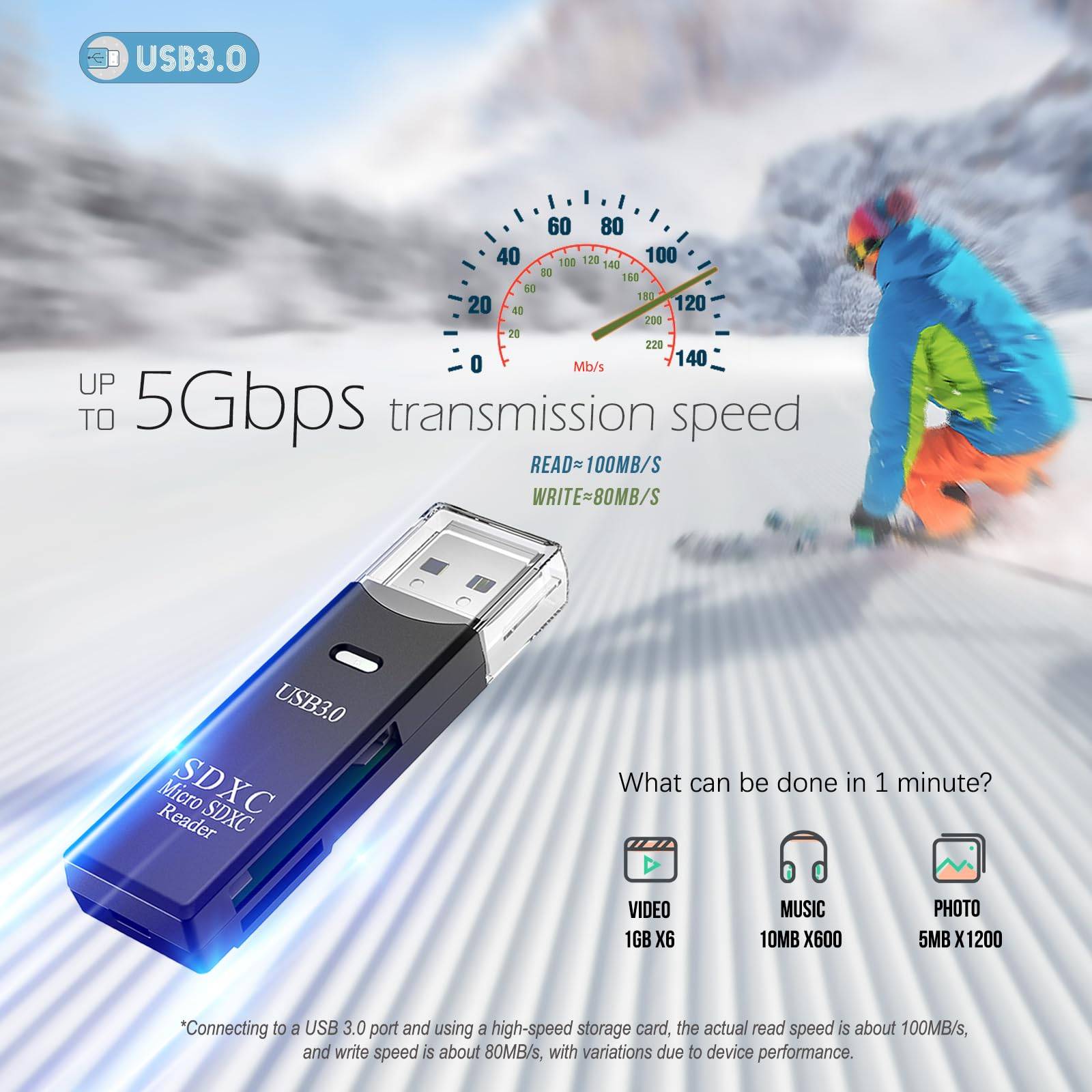 USB3.0 Micro SD Card Reader 2-in-1 5Gbps to USB Adapter 7