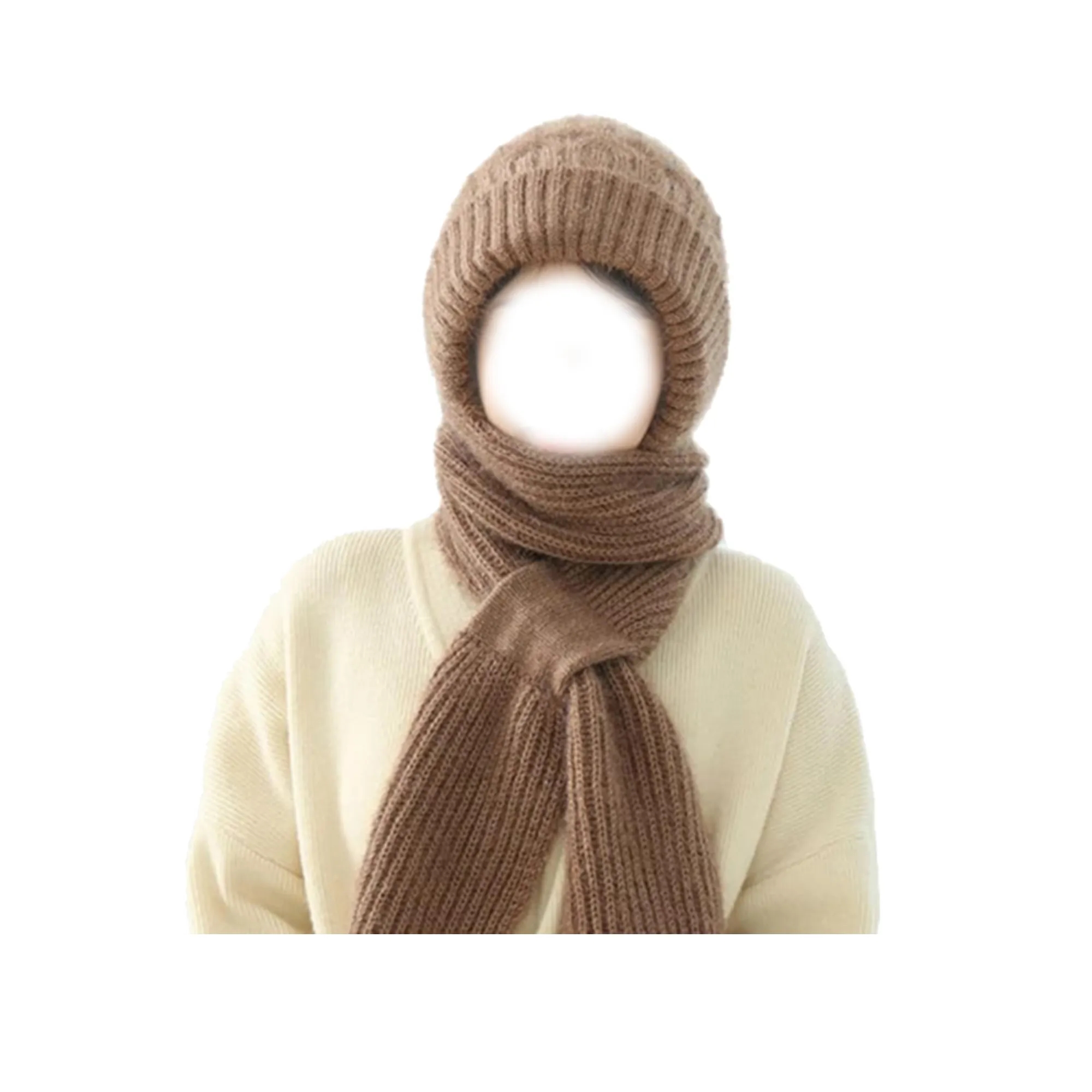 2 In 1 Crochet Warm Scarf Cap Knit Hooded 6