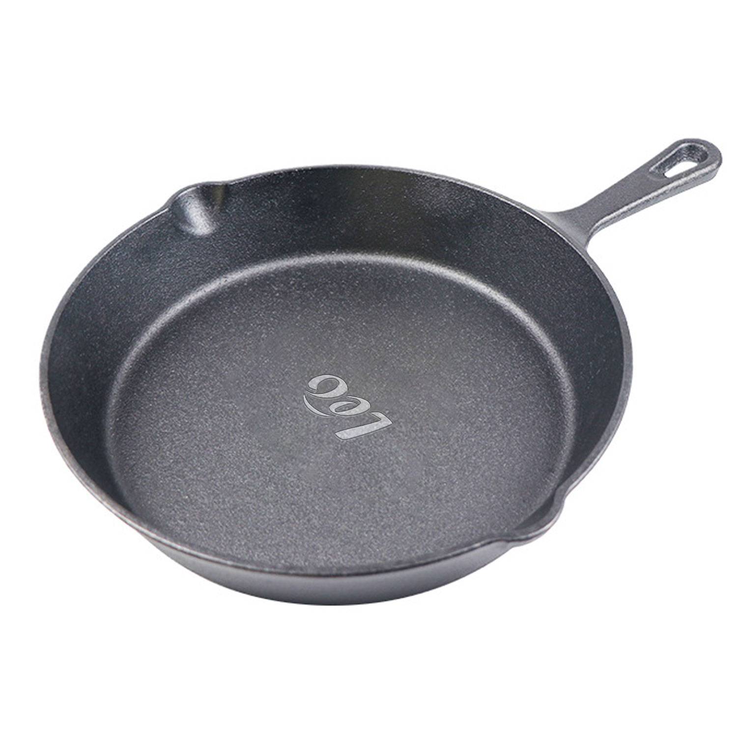 Outdoor BBQ Fry Meat Single Handle Cast Iron Round Pan 3