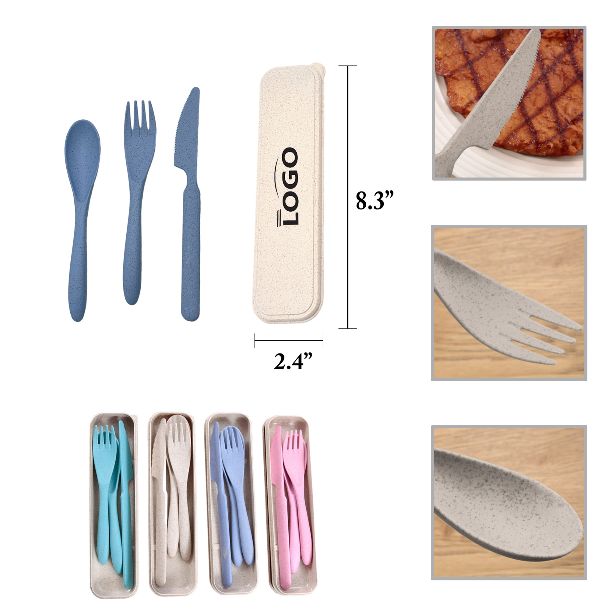 MOQ50 Eco-Friendly Wheat Straw Cutlery Set 6