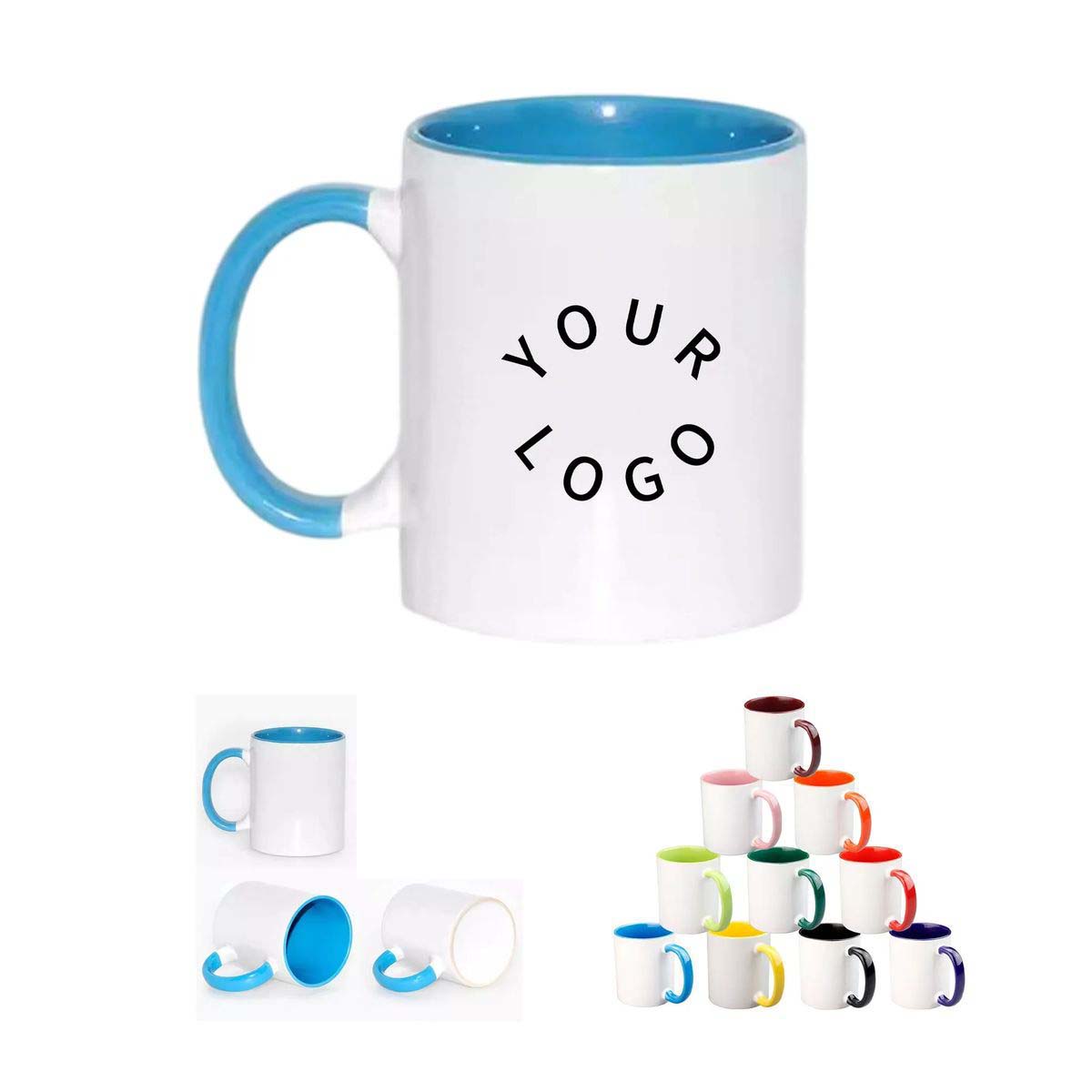 Durable Ceramic Mug with Colored Rim and Handle 3