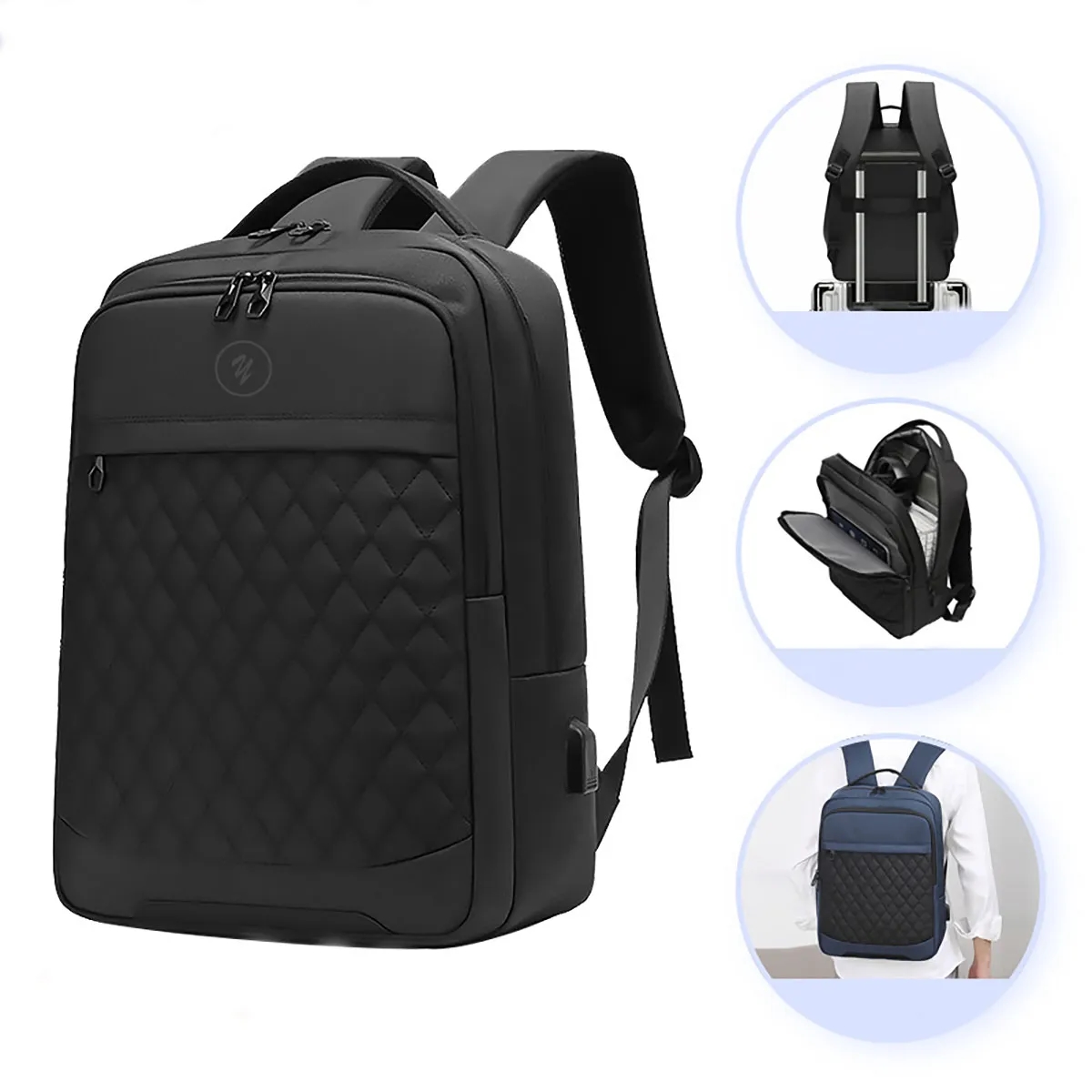 14Inch Waterproof Men Quilted Backpack 3