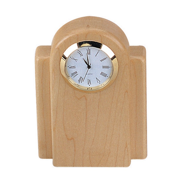 Maple Desk Clock w/Silver Bezel
