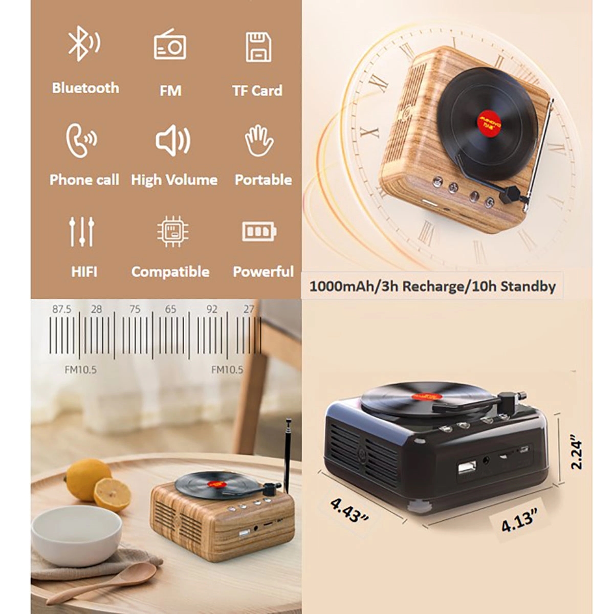 Old Fashioned Record Player Style Bluetooth Speaker 1