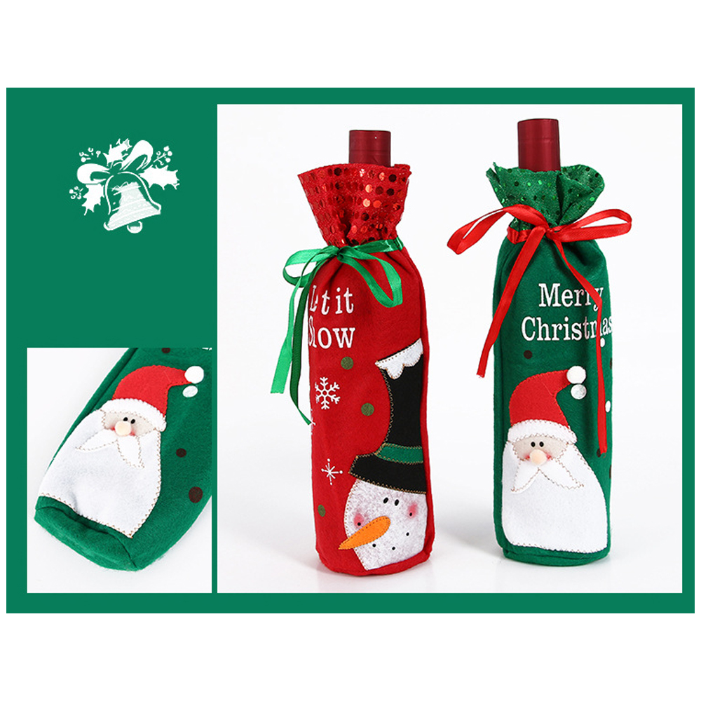 Christmas Glittery Wine Bottle Cover 4