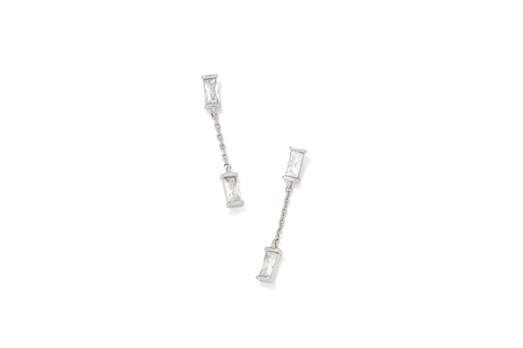 Kendra Scott Juliette Silver Drop Earrings in White Crystal 1