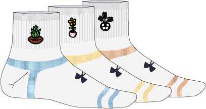 UA Essential Kids' 3-Pack Quarter Socks 2
