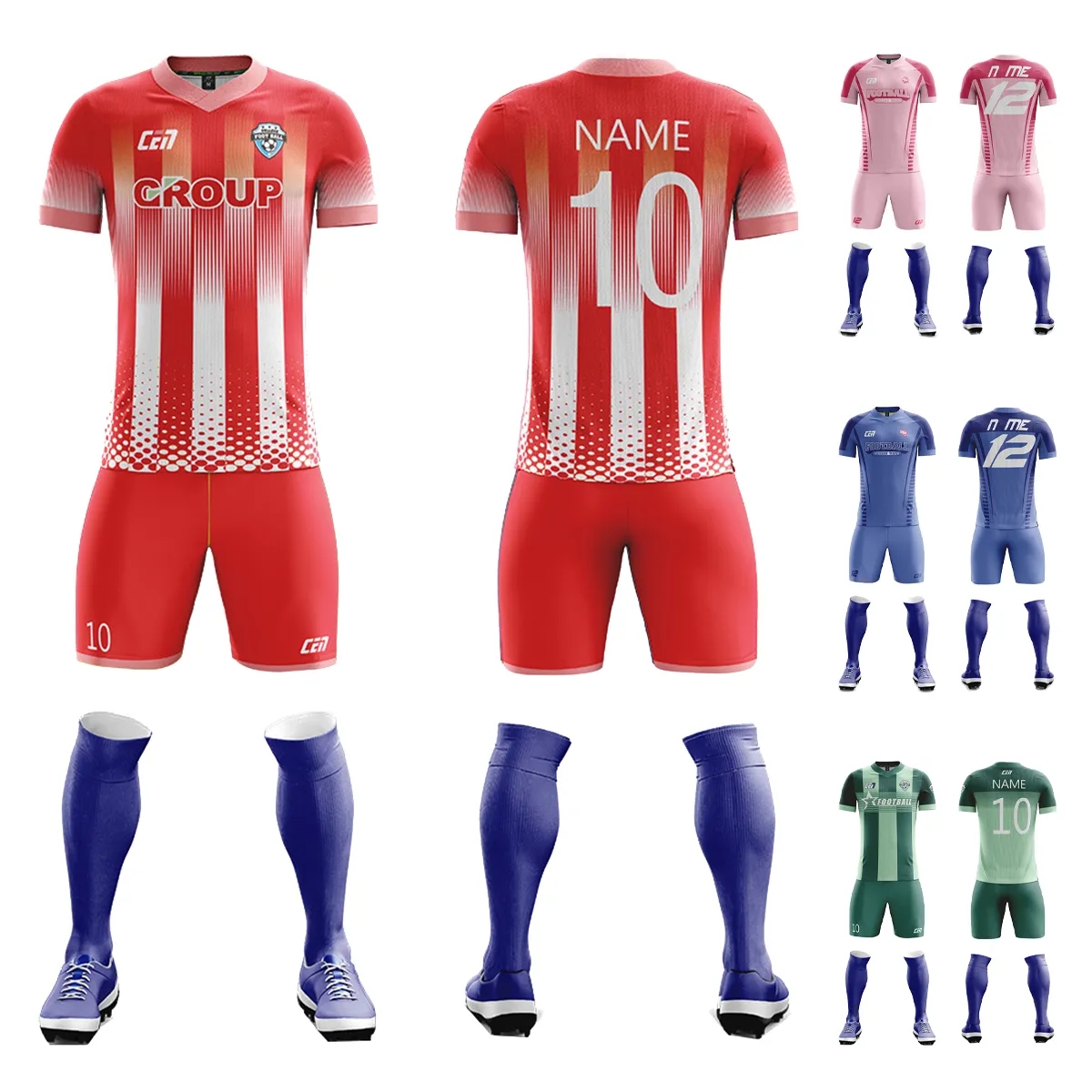 Customize Soccer Team Uniform with Any Name Number Logo 2
