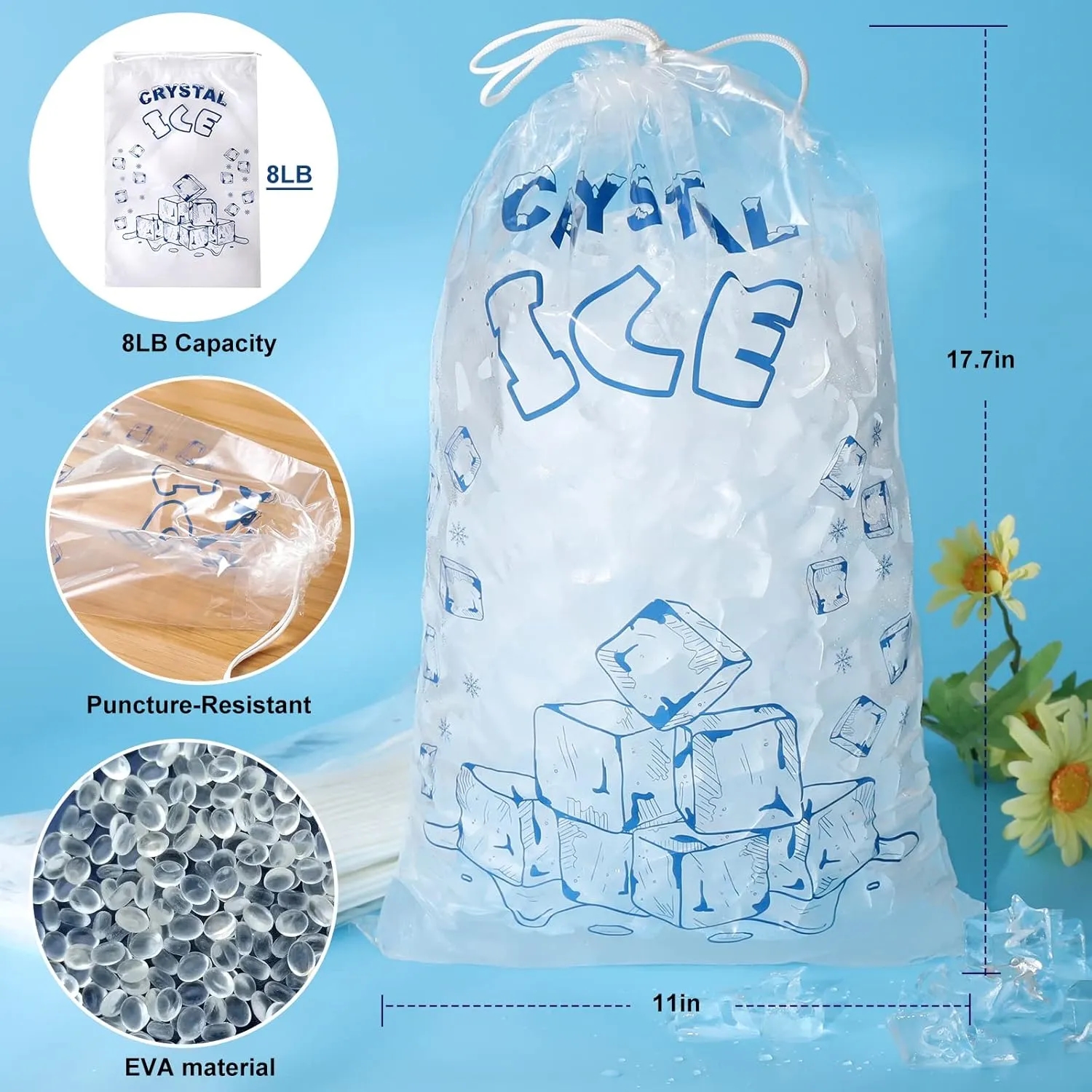 Custom Plastic Ice Bags With Drawstring 5