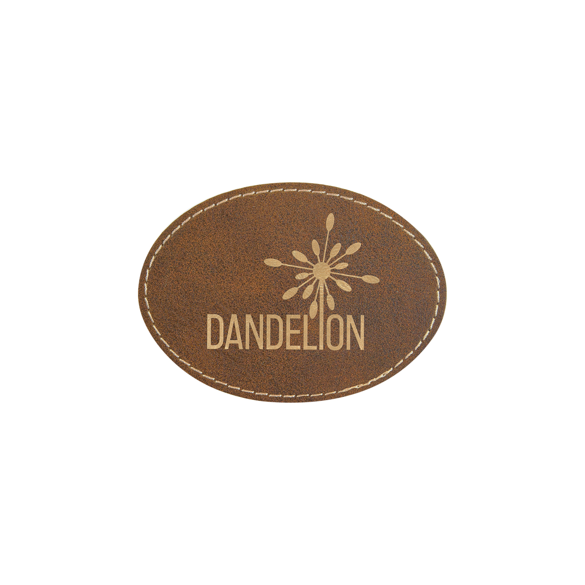 3" x 2" Rustic/Gold Leatherette Oval Patch with Adhesive 1