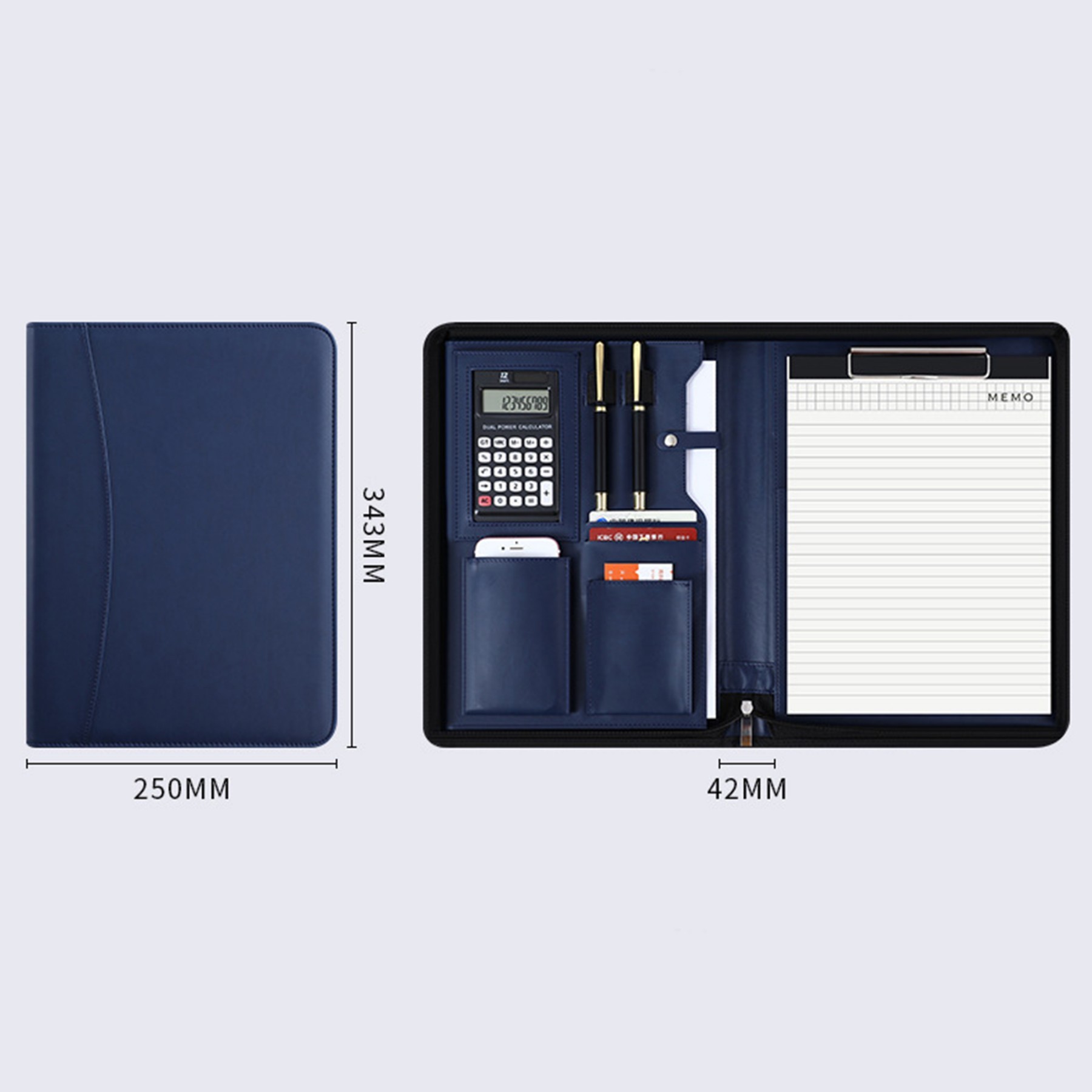 Zippered Padfolio Organizer with Solar Calculator 2