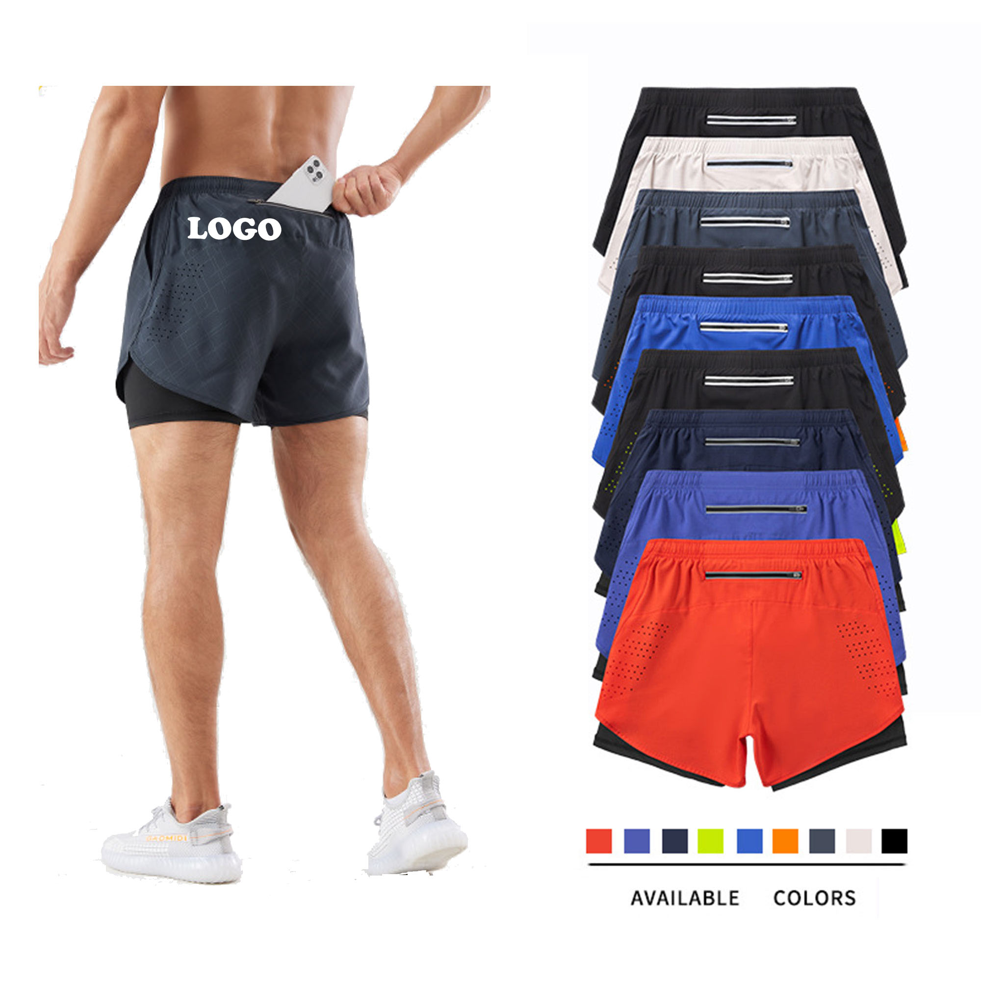 MOQ 10 pcs Workout Shorts With Zip Pockets 2