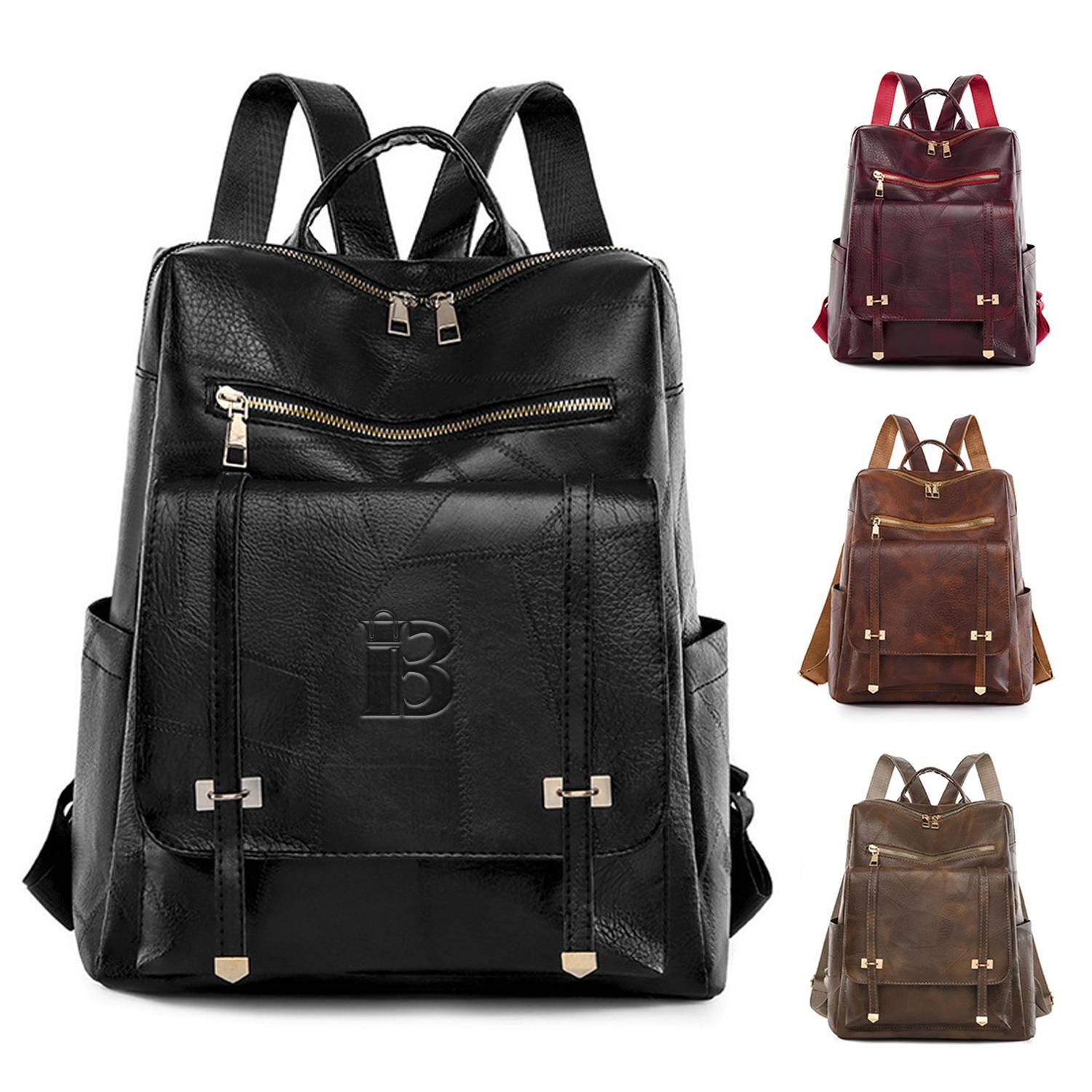 Pu Leather Women Fashion Retro Backpack 2