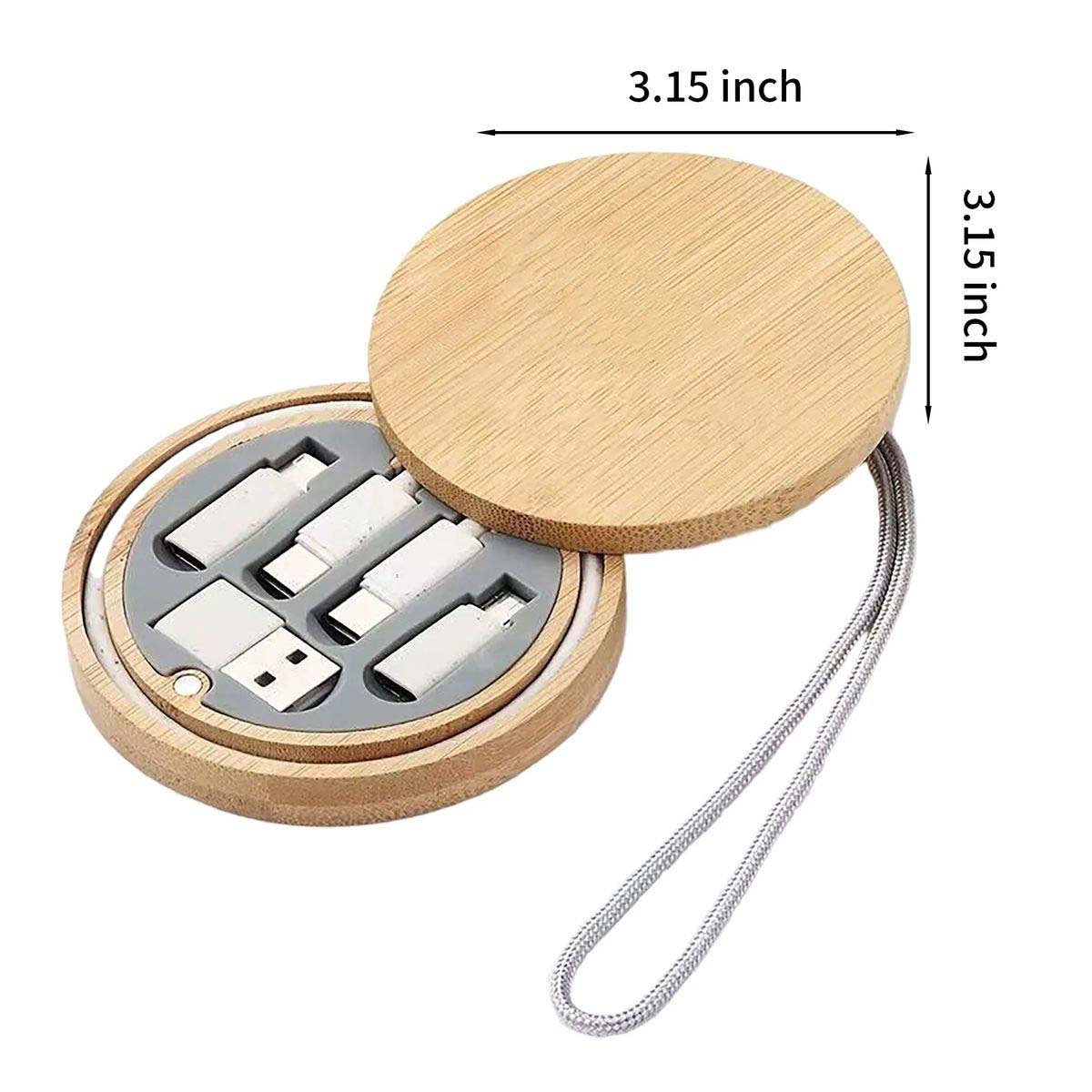 Sustainable Bamboo USB Cable Case for Travel 2