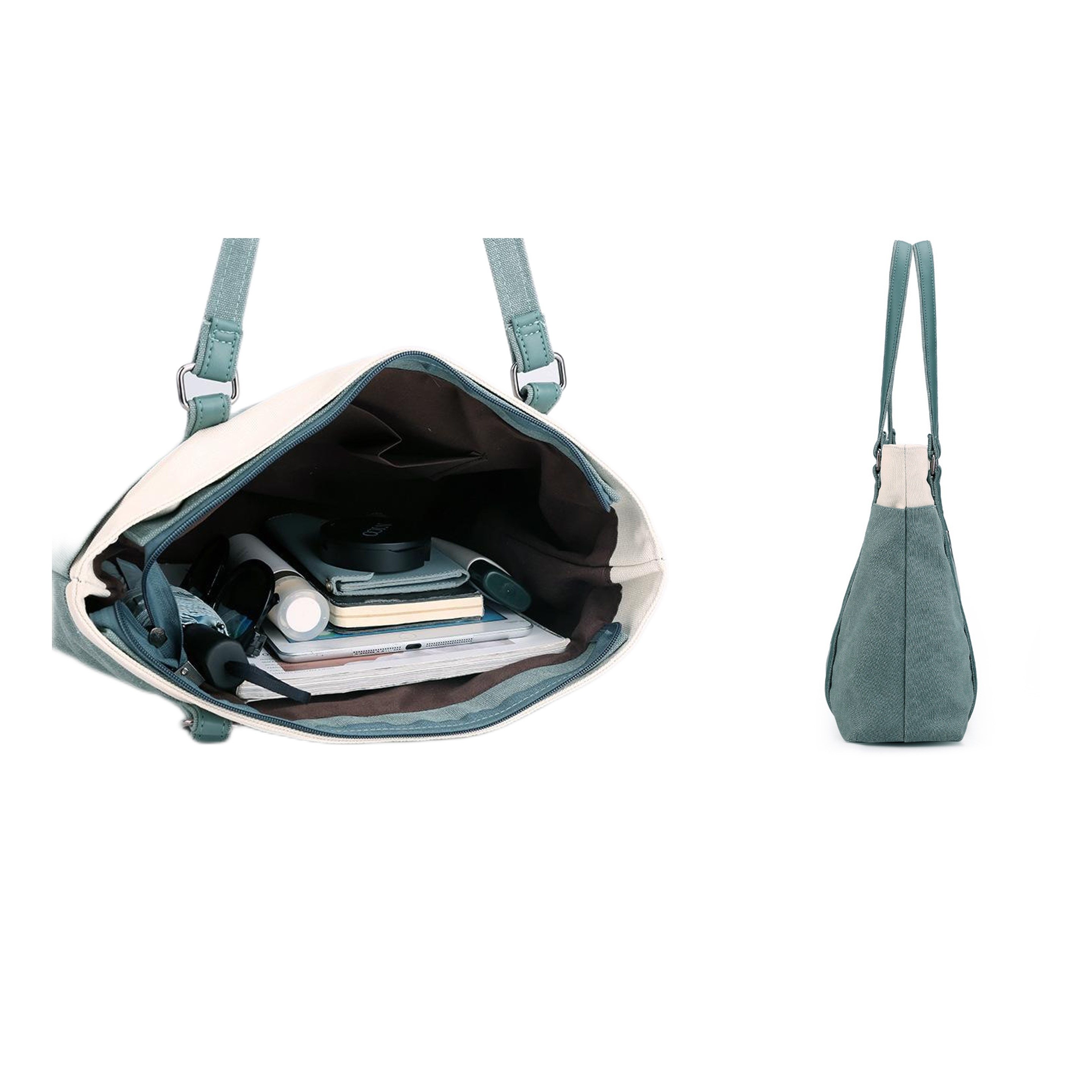 Two Tone Canvas Tote Bag (direct import), custom tote bag with logo imprint 5