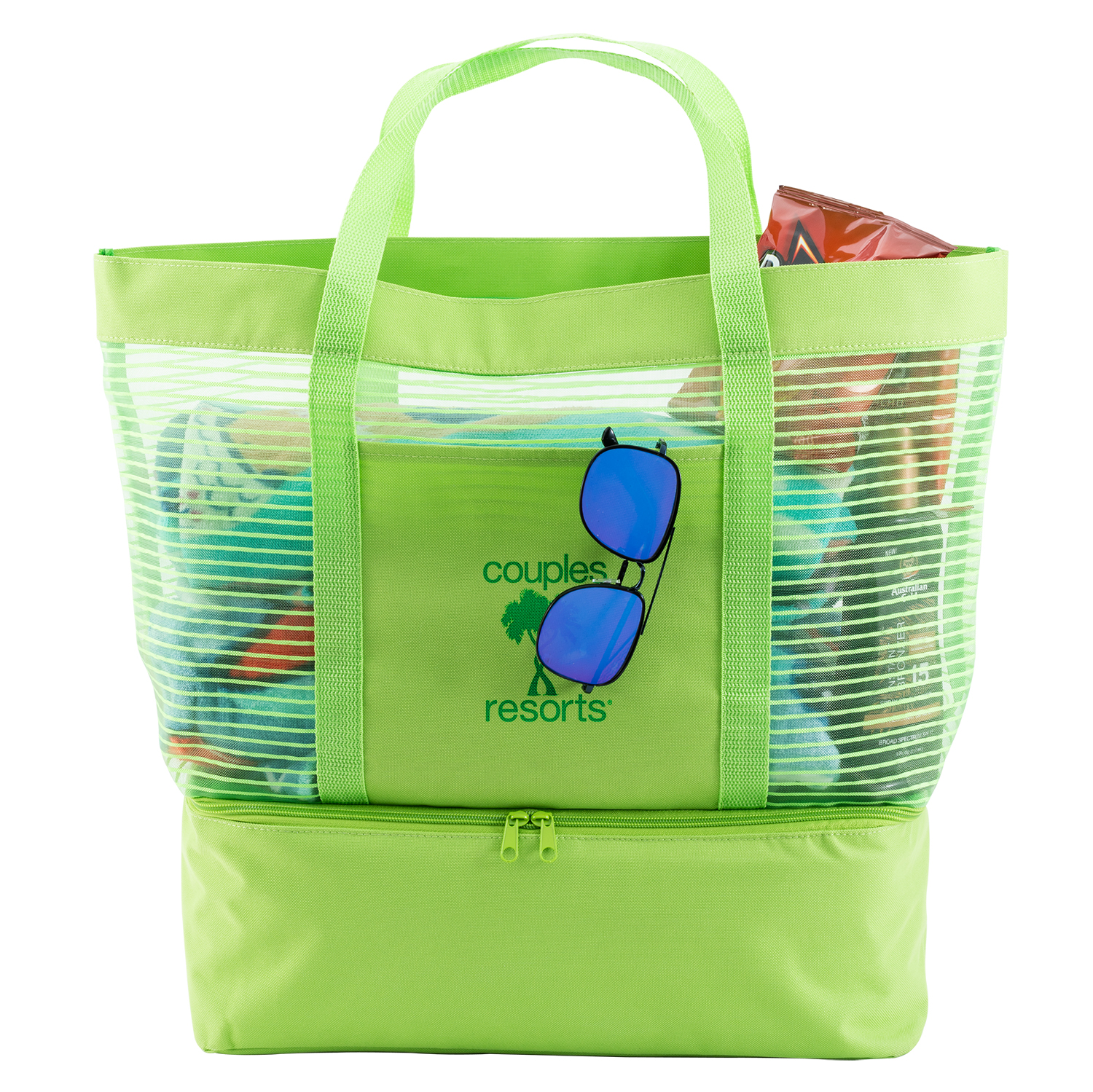 2 in 1 Striped Mesh Beach Bag Cooler 9
