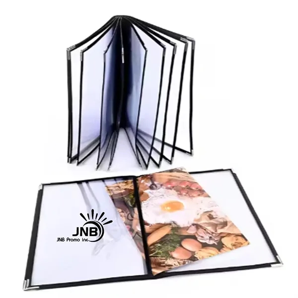 Elegant Leather Metal Edging Transparent 4-Pages A4 Cover