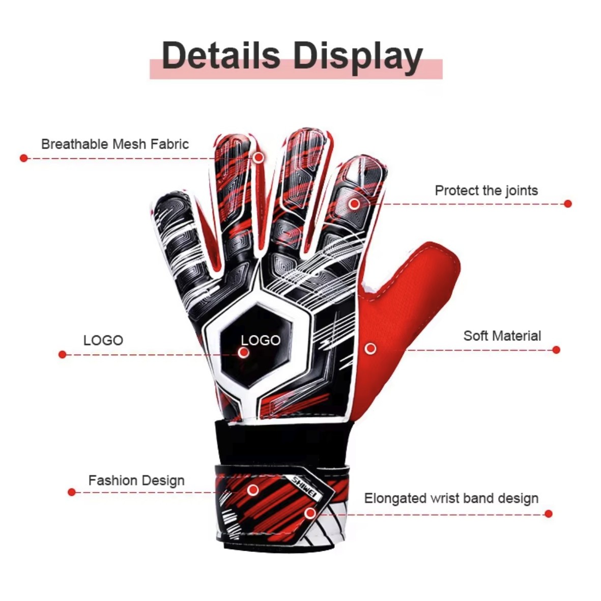 Adult Training and Match Goalie Gloves Goalkeeper Gloves Support Latex Soccer Gloves 3