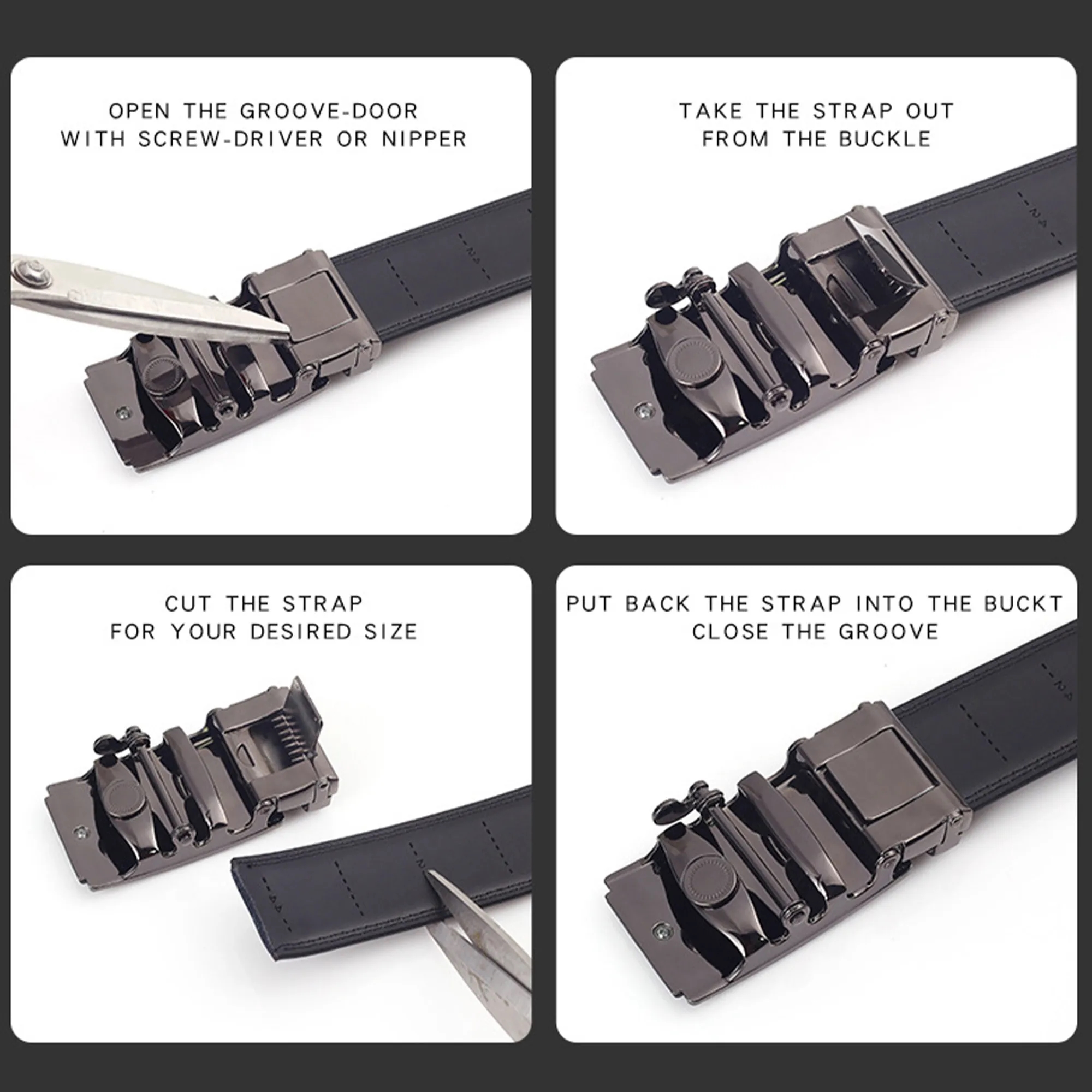 Men's Automatic Buckle Split Leather Business Belt 3