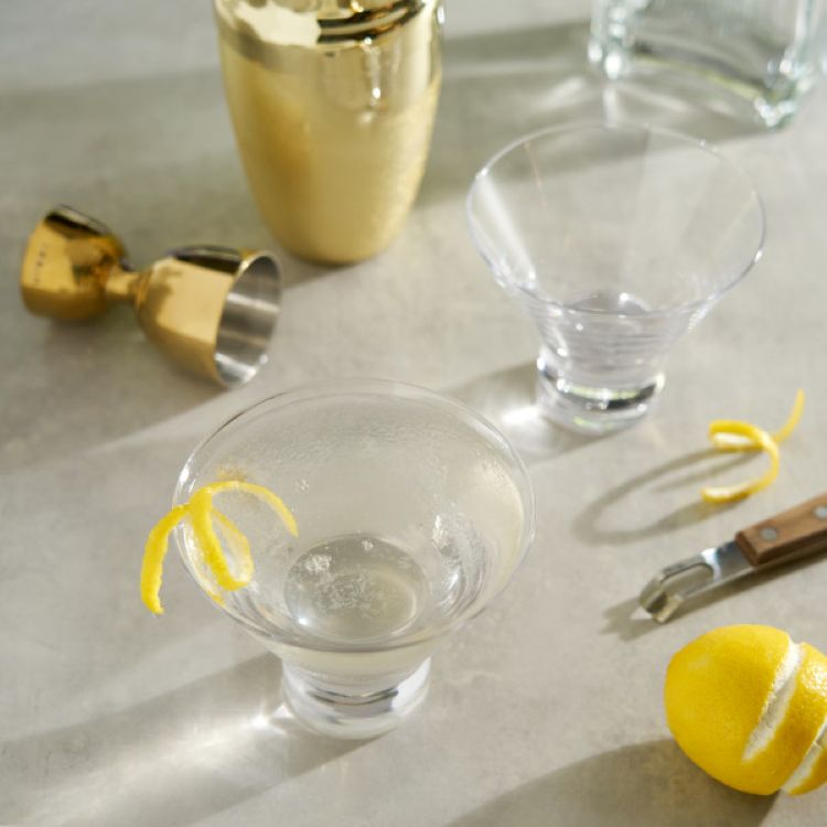 Viski® Raye Heavy Base Crystal Martini Glass, set of 2 2