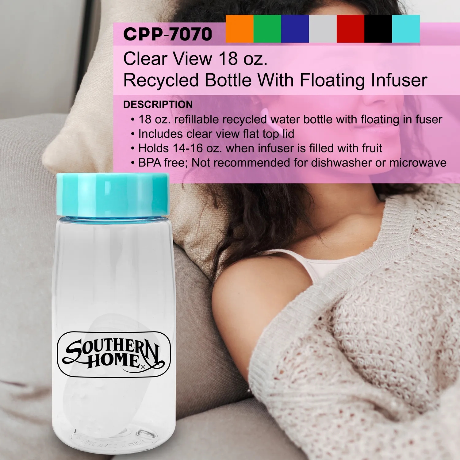 Clear View 18 oz. Recycled Bottle with Floating Infuser 5