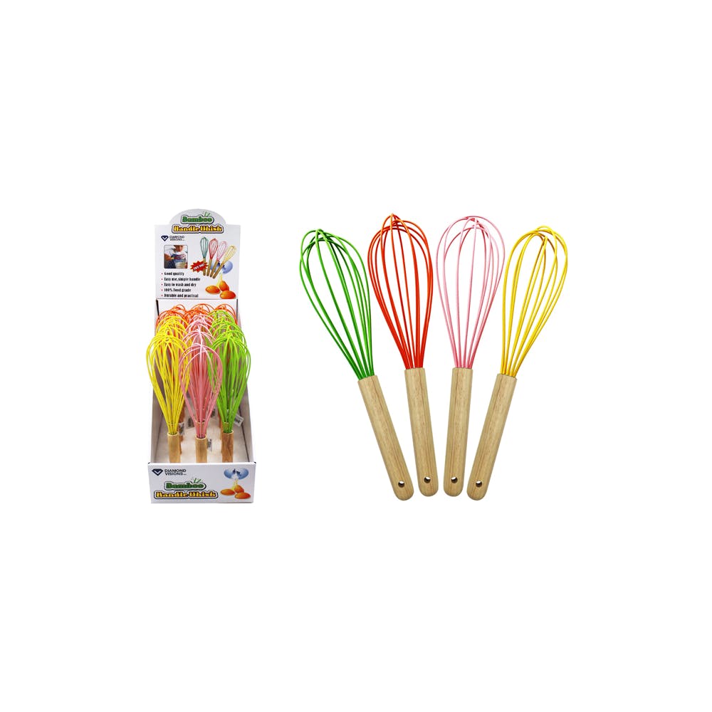 Bamboo Handle Whisks Assorted Colors 1