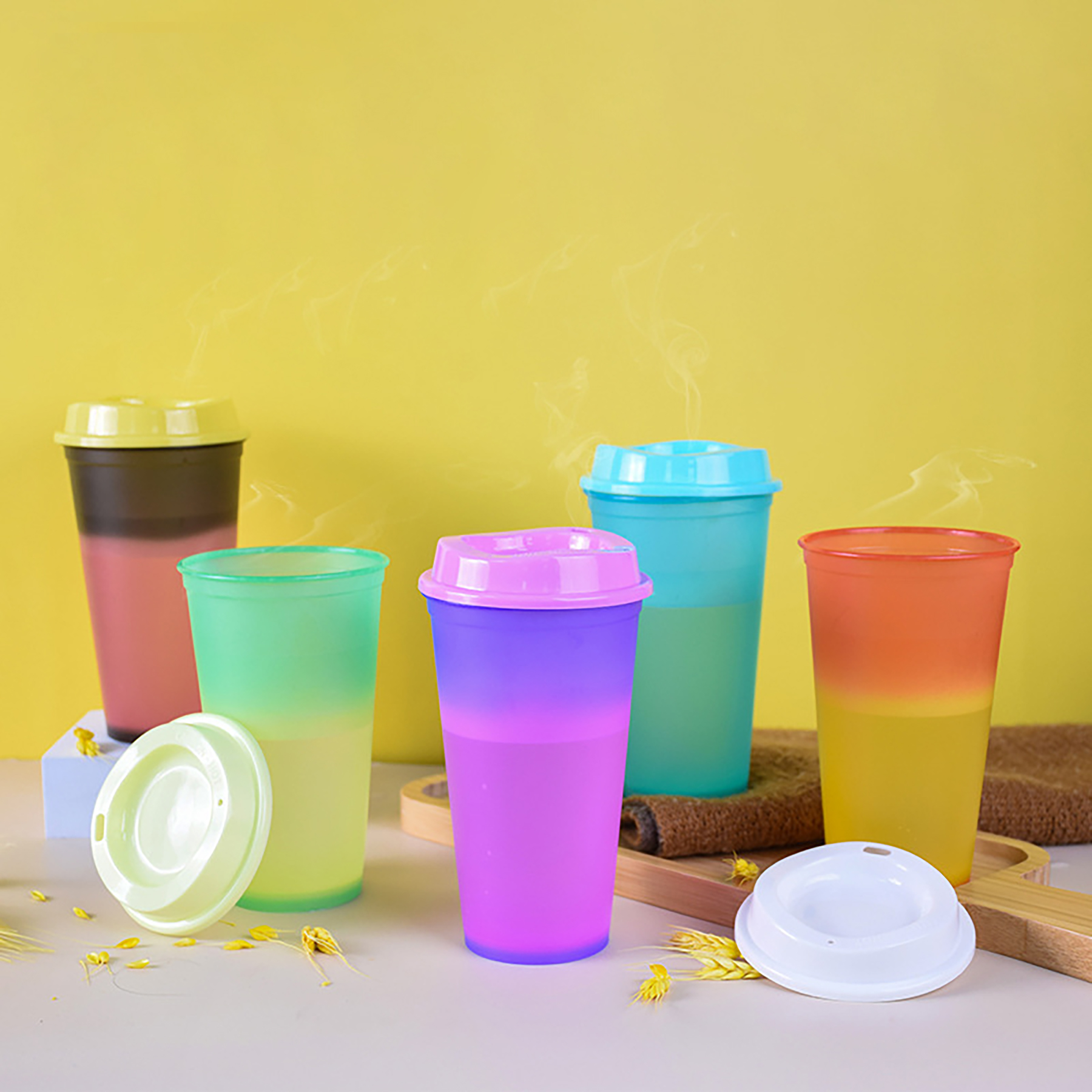 16 oz Hot Color Changing Cups w/ Lid 6