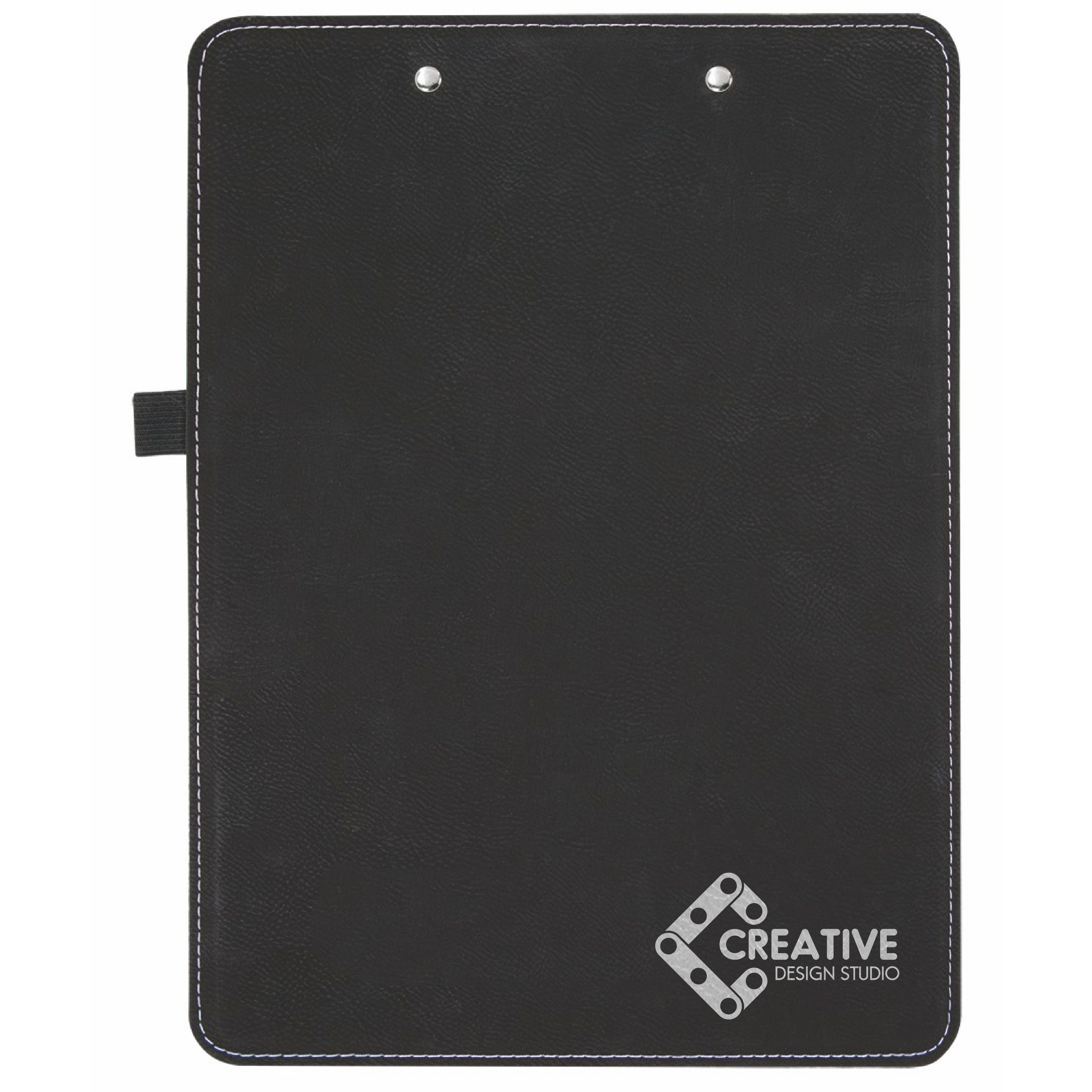 9" x 12 1/2" Black/Silver Leatherette Clipboard 8