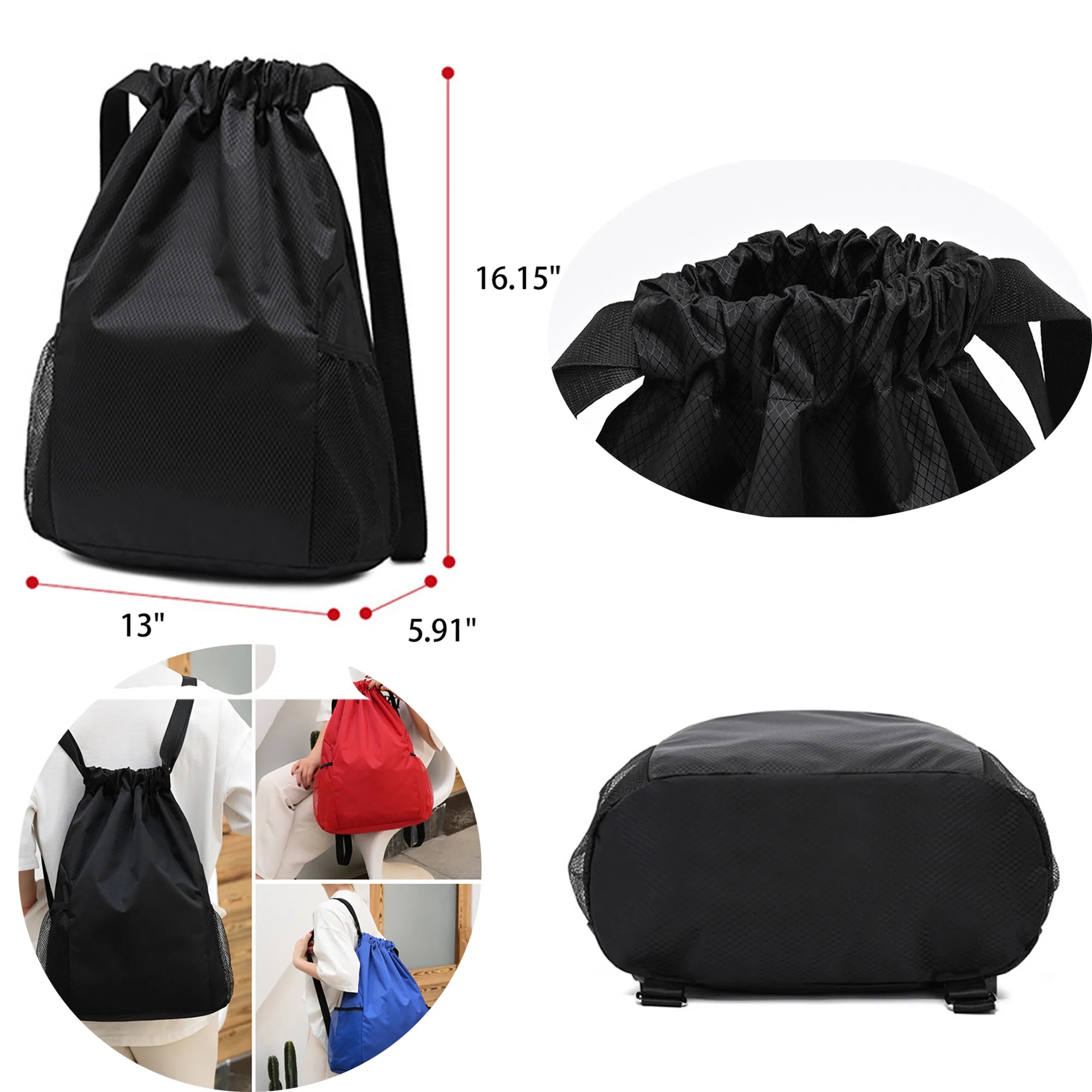 Waterproof Drawstring Sport Lightweight Backpack Sackpack 3