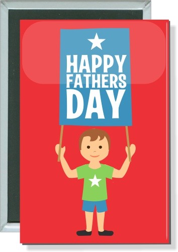 Happy Fathers Day, Boy with flag Button 2