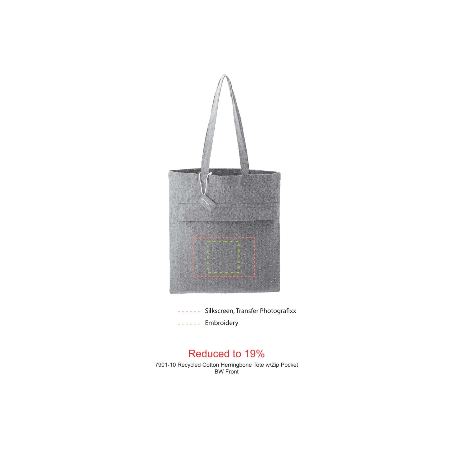 Recycled Cotton Herringbone Tote w/Zip Pocket 2