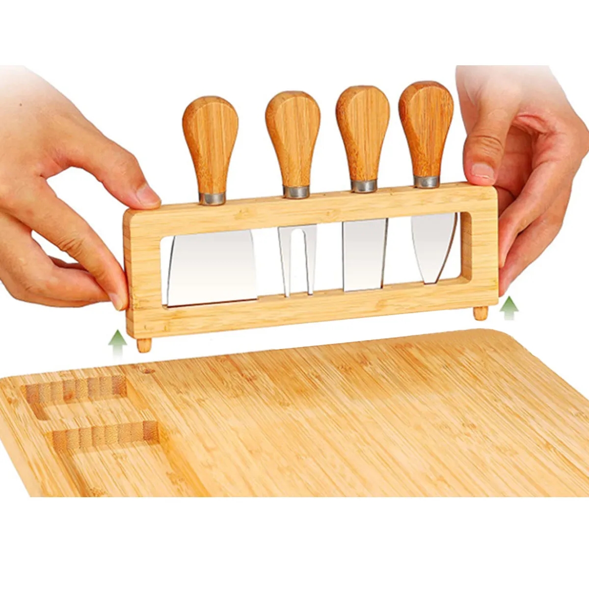 4-Piece Kitchen Bamboo Charcuterie Cheese Cutting Board Set 3