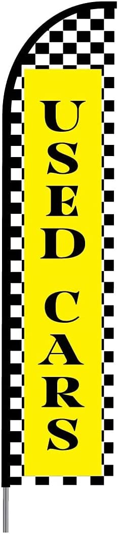 Used Cars Sign(Yellow) Flag Kit 15' Feet Feather Flag Sign sale flag Outdoor Banner 4