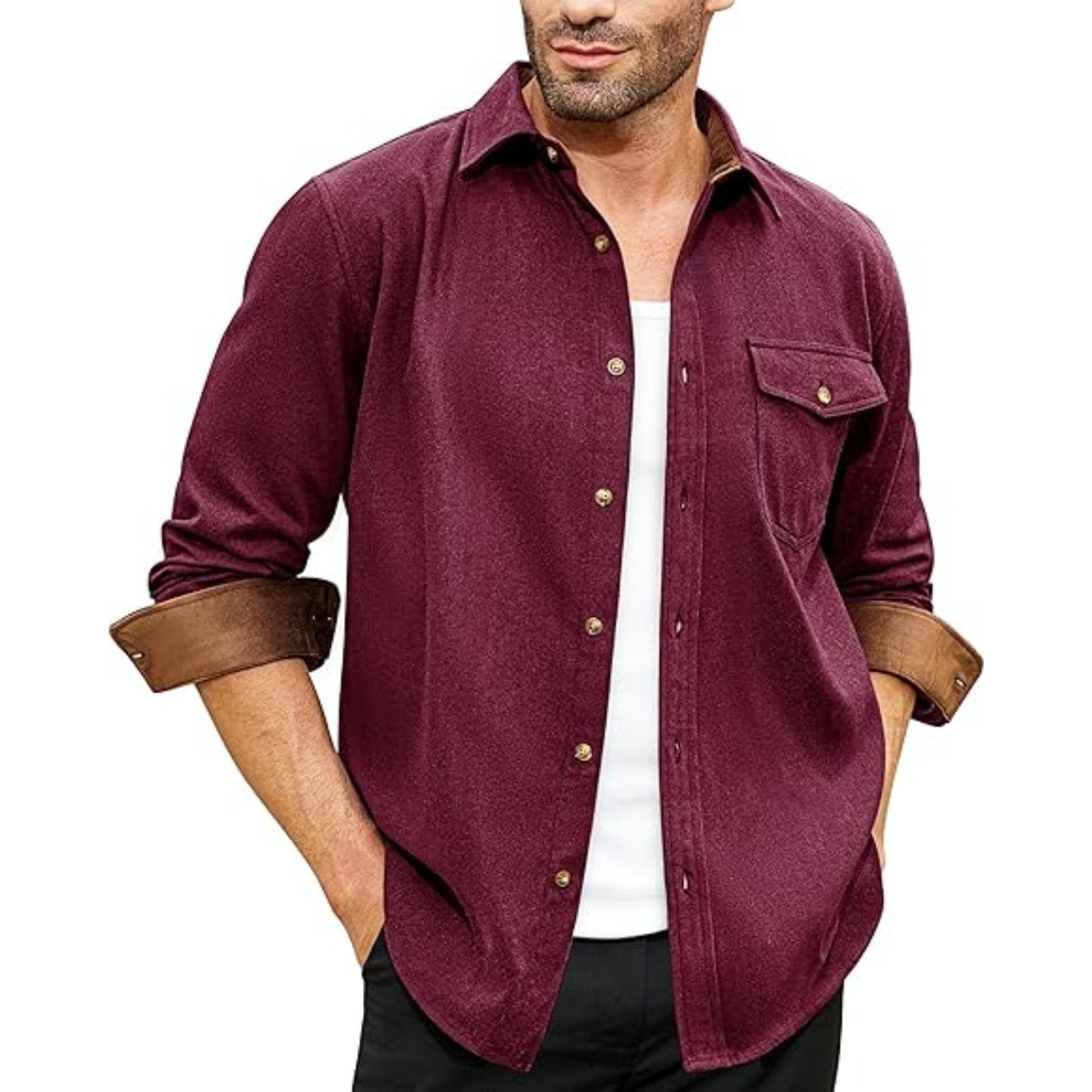 Man Long Sleeve Casual Jacket, custom dress shirt with logo imprint 13