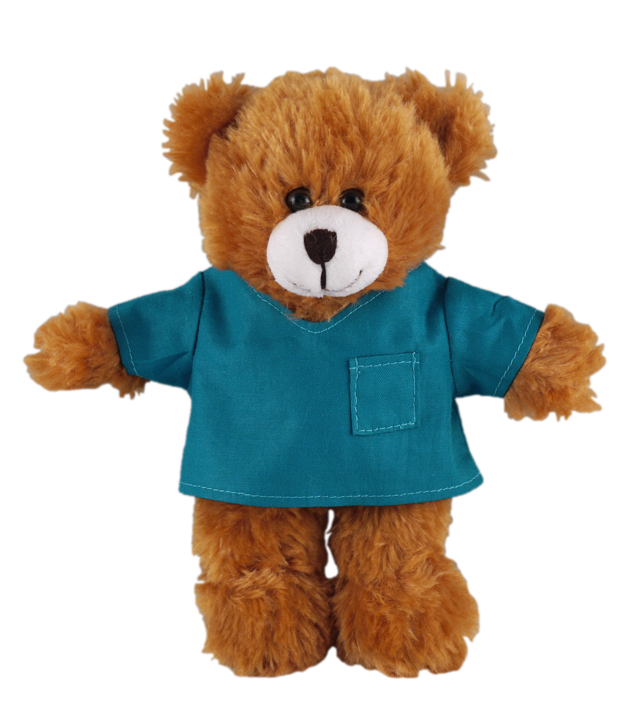 Soft Plush Stuffed Mocha Teddy Bear in scrub shirt