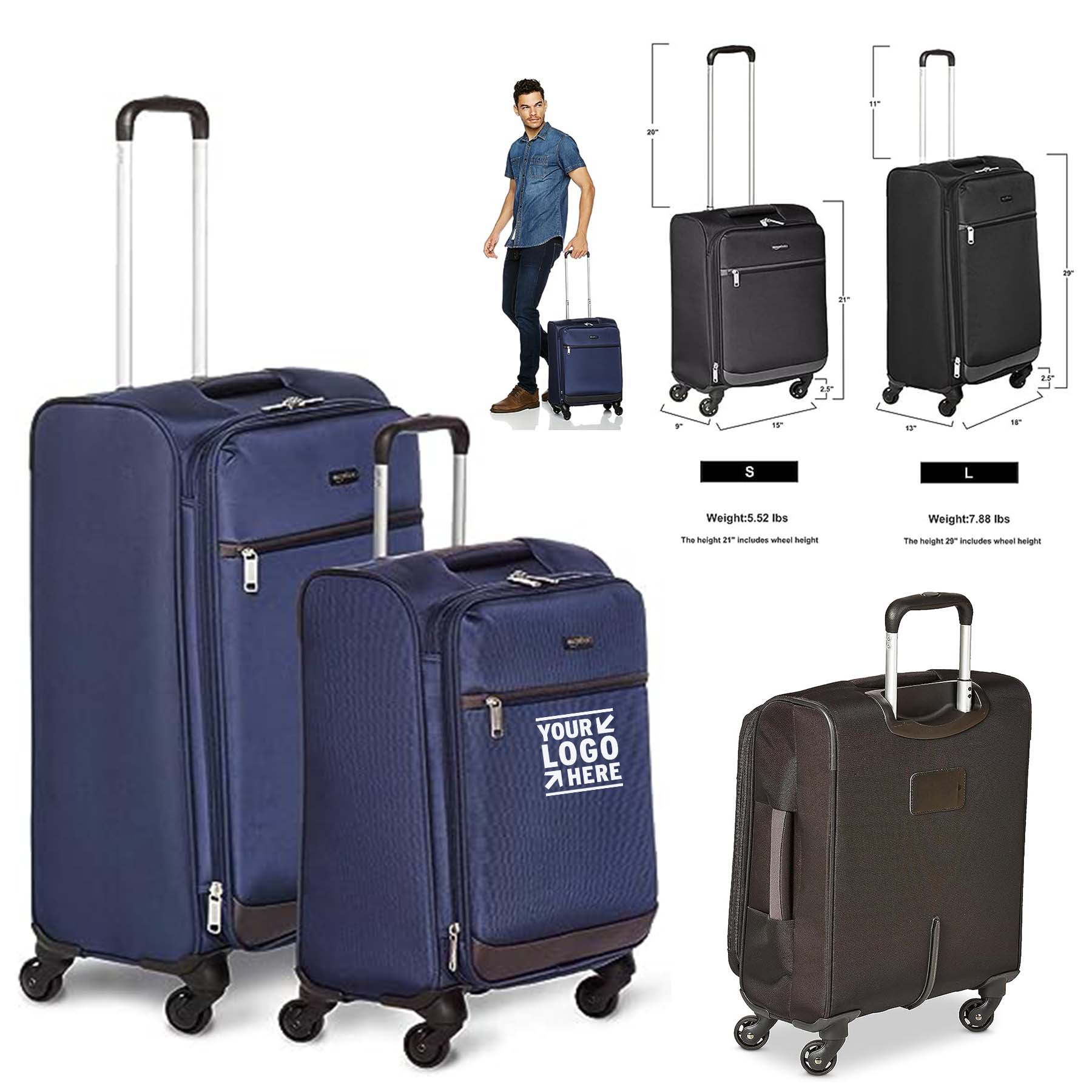 30Inch Softside 360Degree Spinner Wheel Lightweight Travel Suitcase 