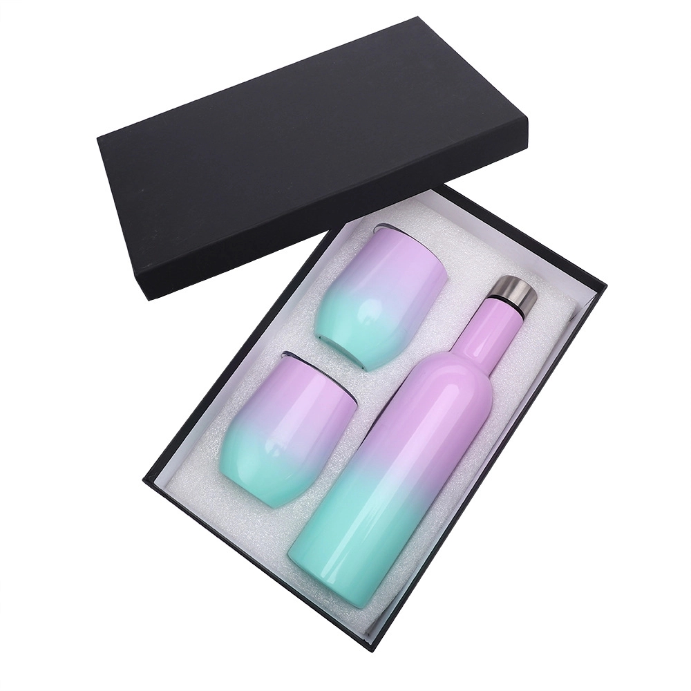 Vacuum Wine Bottle 25Oz & Two Wine Tumbler With Lids 16Oz 7