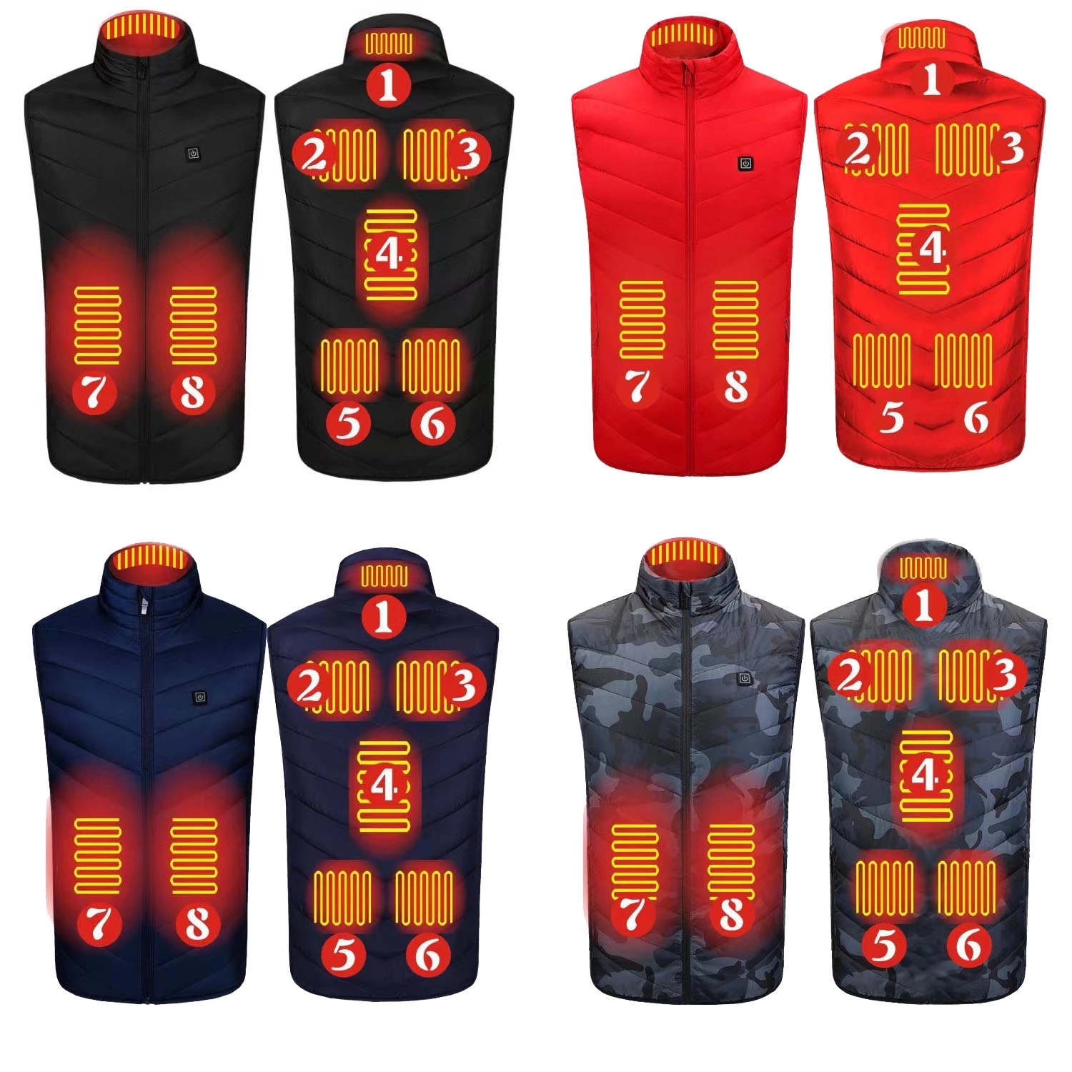 8 Heating Areas Warming Heated Unisex Vest 1