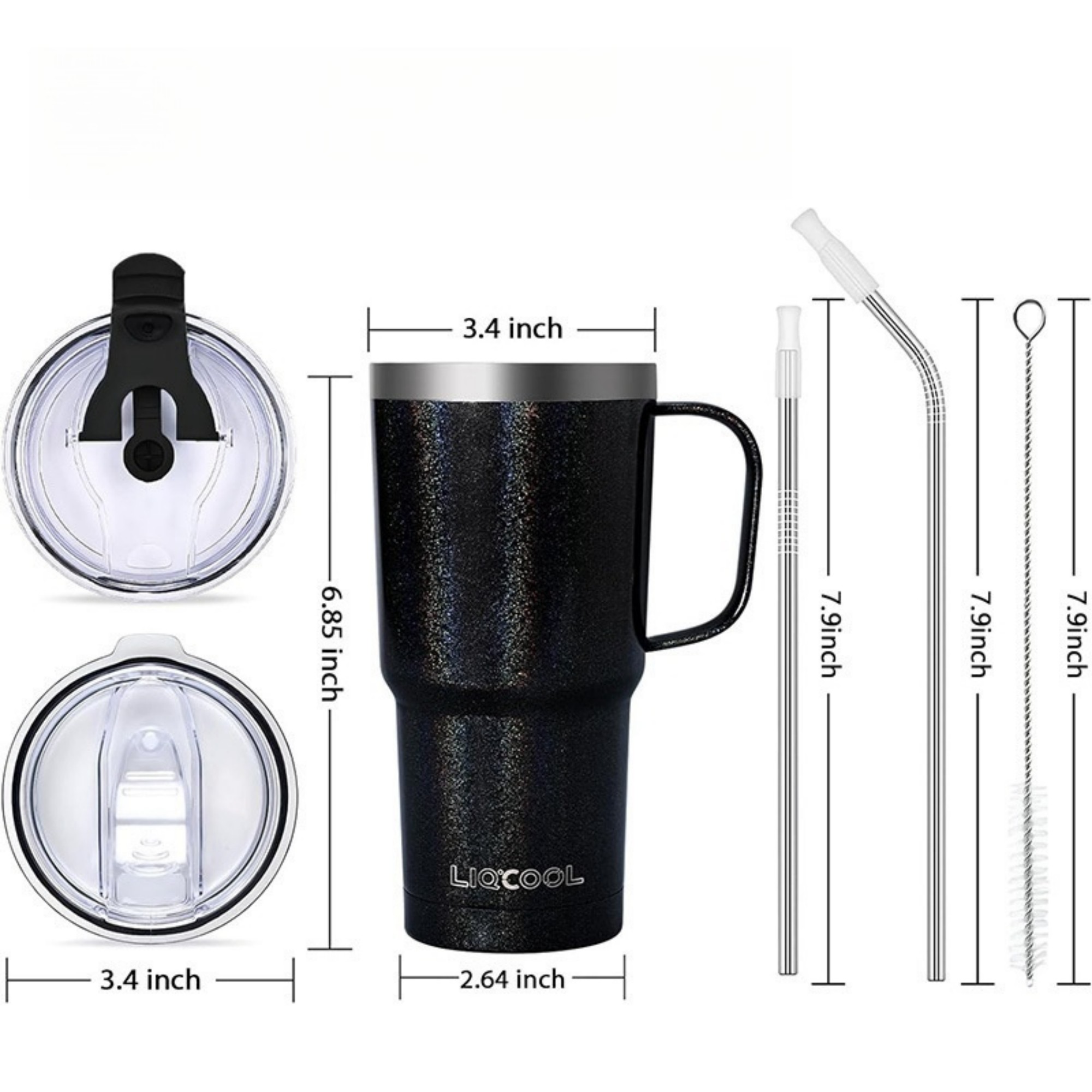 Double Wall Vacuum Stainless Steel Tumbler With Straw And 2 Lids 4