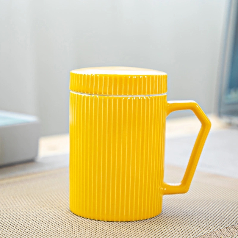 Custom 12 Oz Creative Striped Ceramic Mug 2