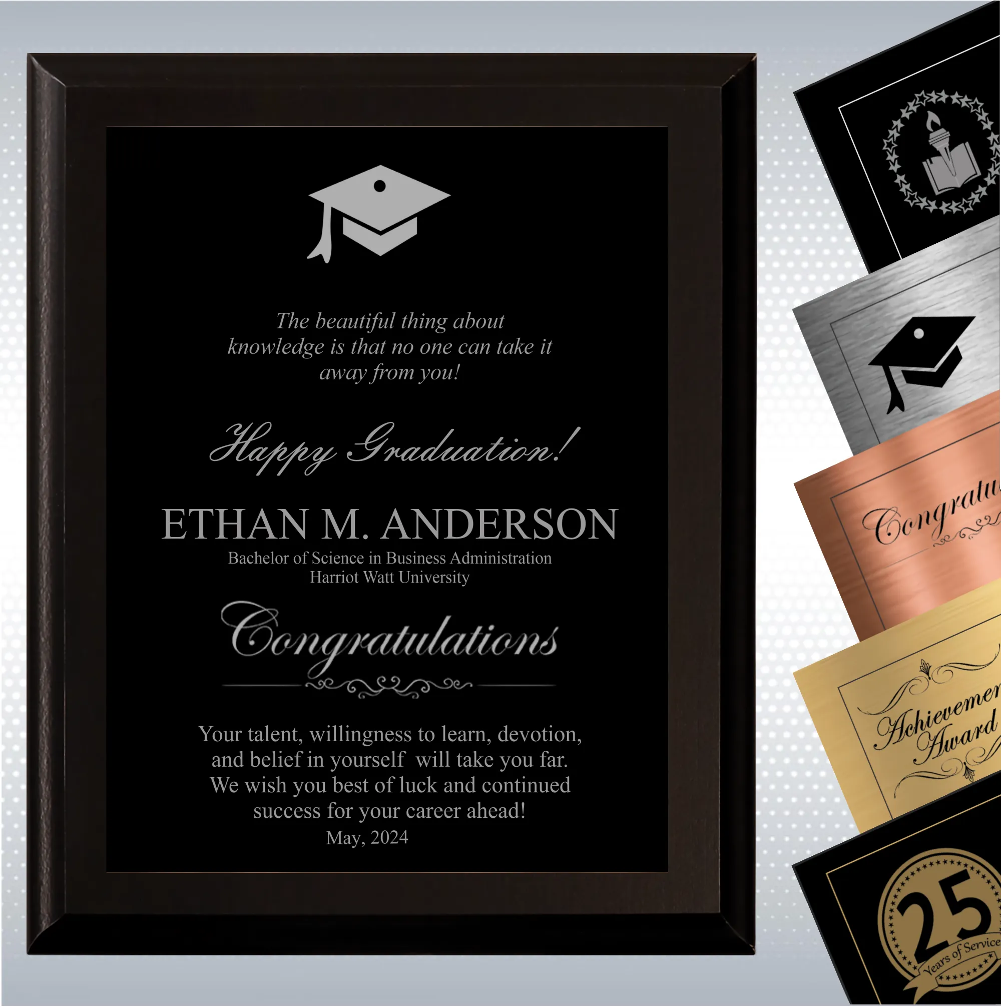 Black Matte Plaque Graduation Gift Award 10