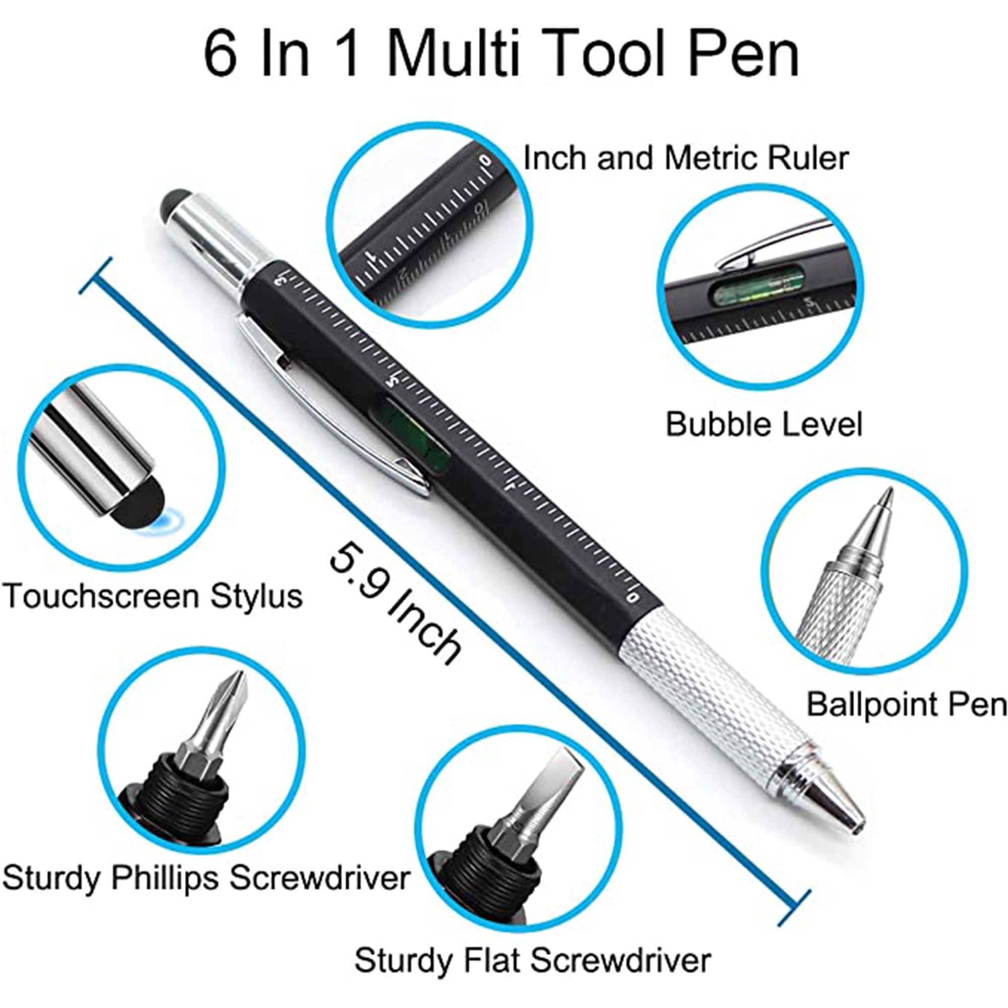 6 in 1 Multifunction Tool Ballpoint Pen 4