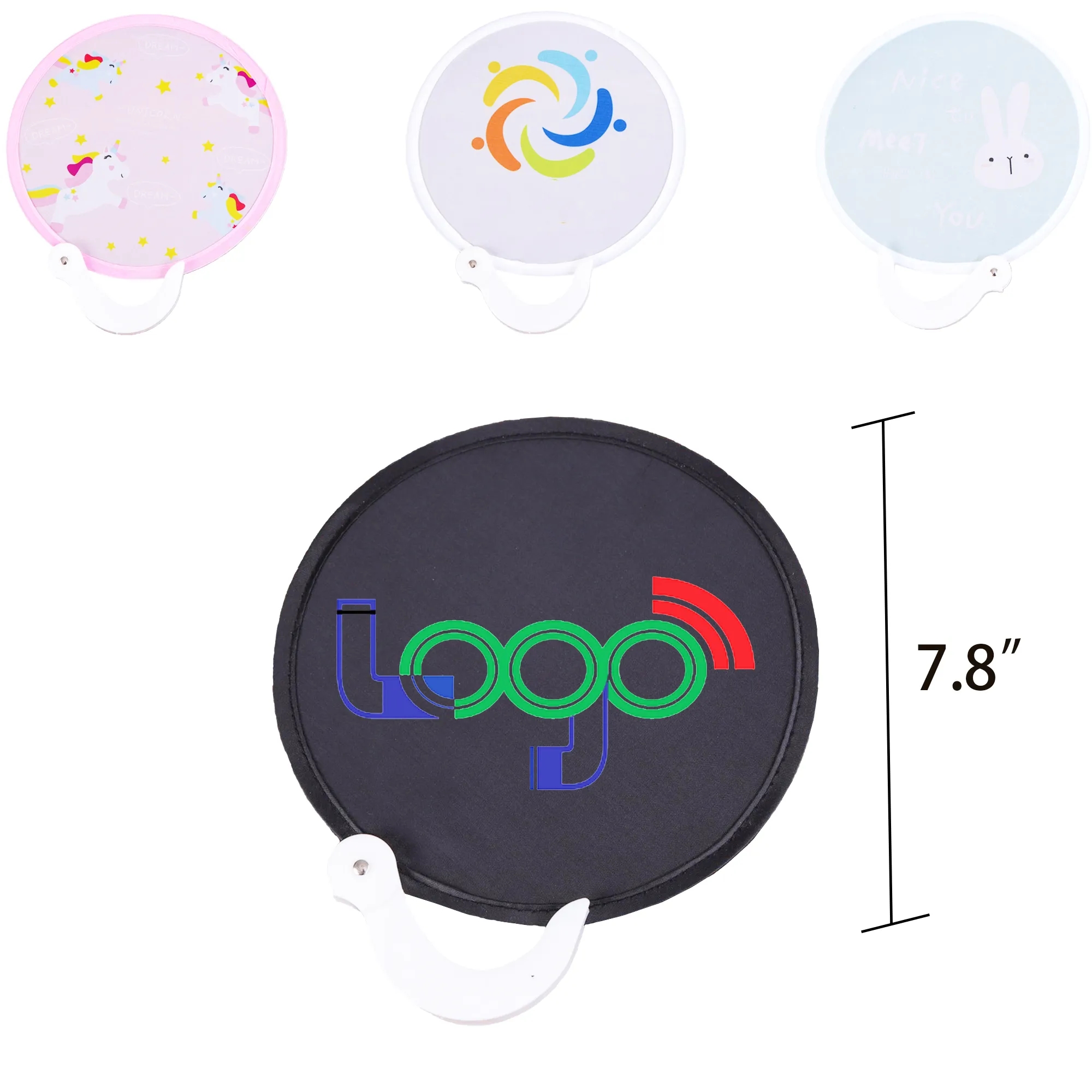 Full Color Portable Shrink Folding Cloth Round Fan 2