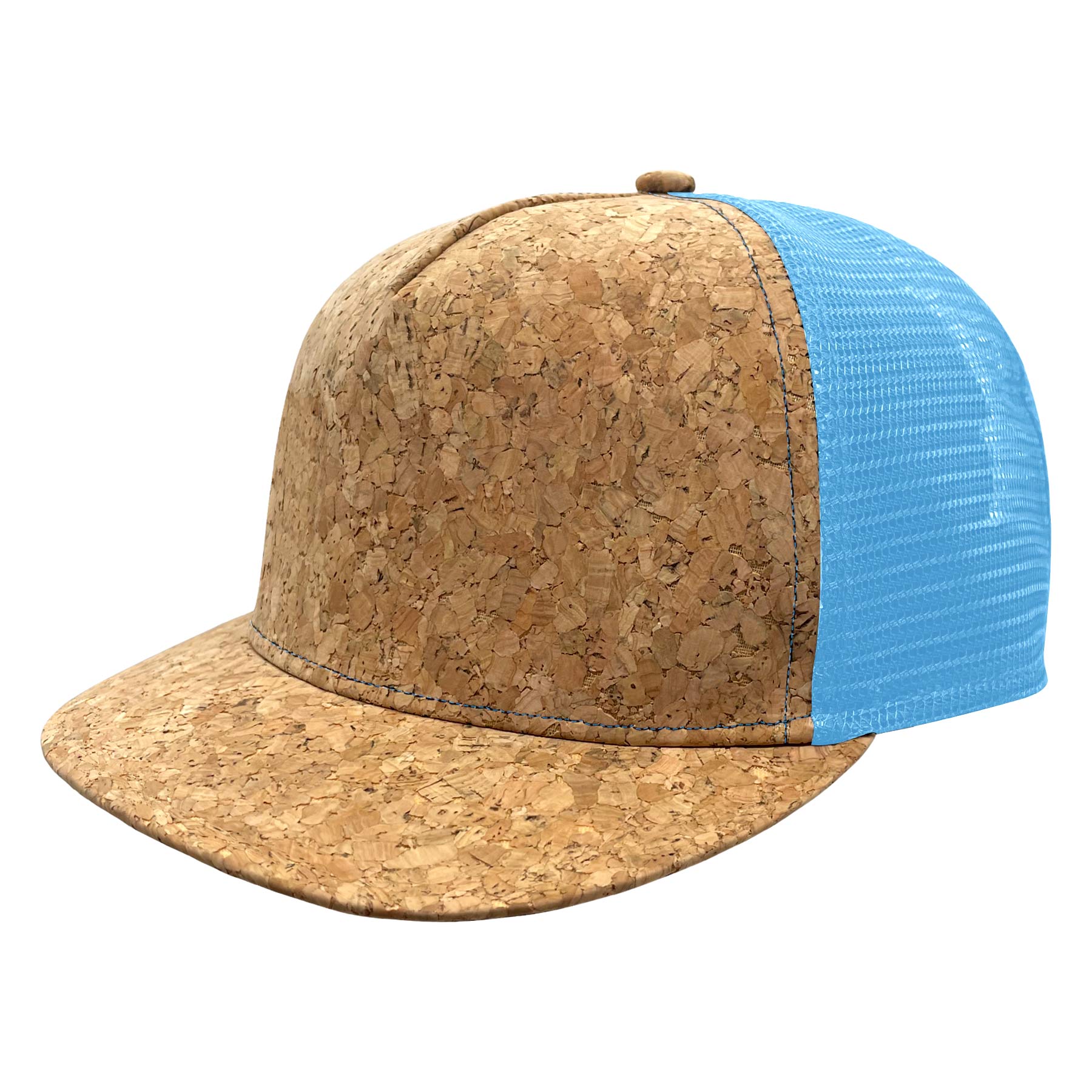 Cork Flat Visor 5 Panel Snapback Mesh Back Trucker Hat 13