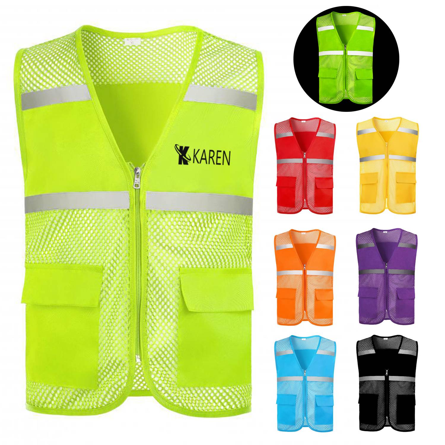 Hi Viz Reflective Polyester Mesh Safety Vest