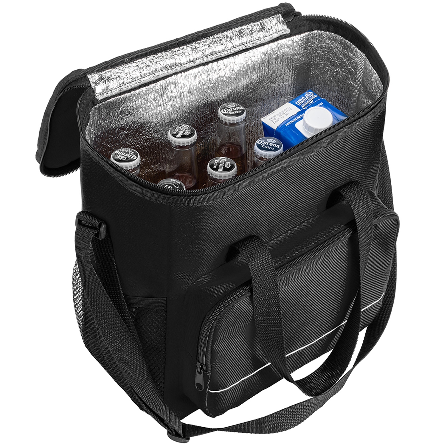 600D Insulated Lunch Bag with Side Mesh Pocket & Double Handles 4
