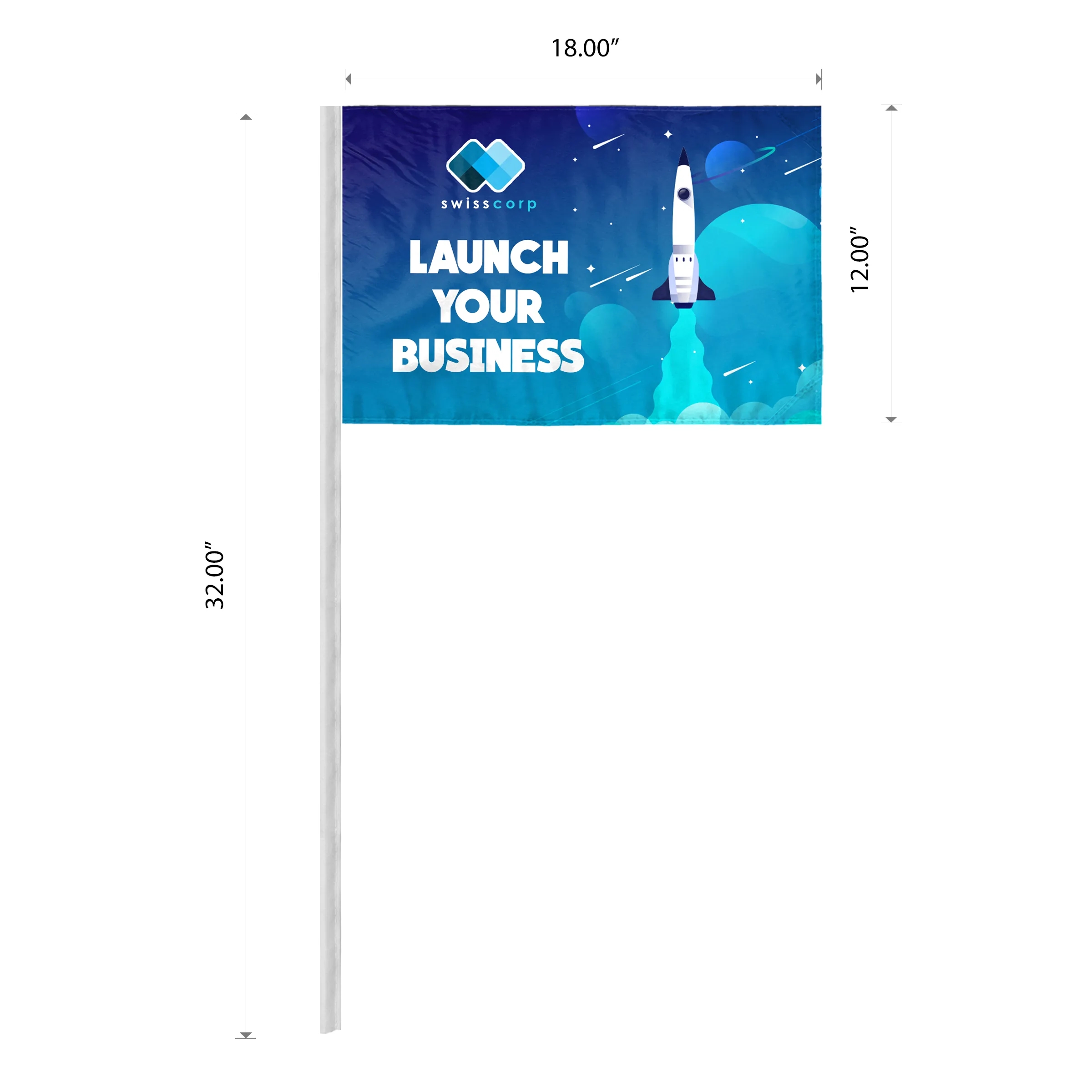 Digital Printed Antenna Flags with Sleeves - ePoly 1 Ply 6