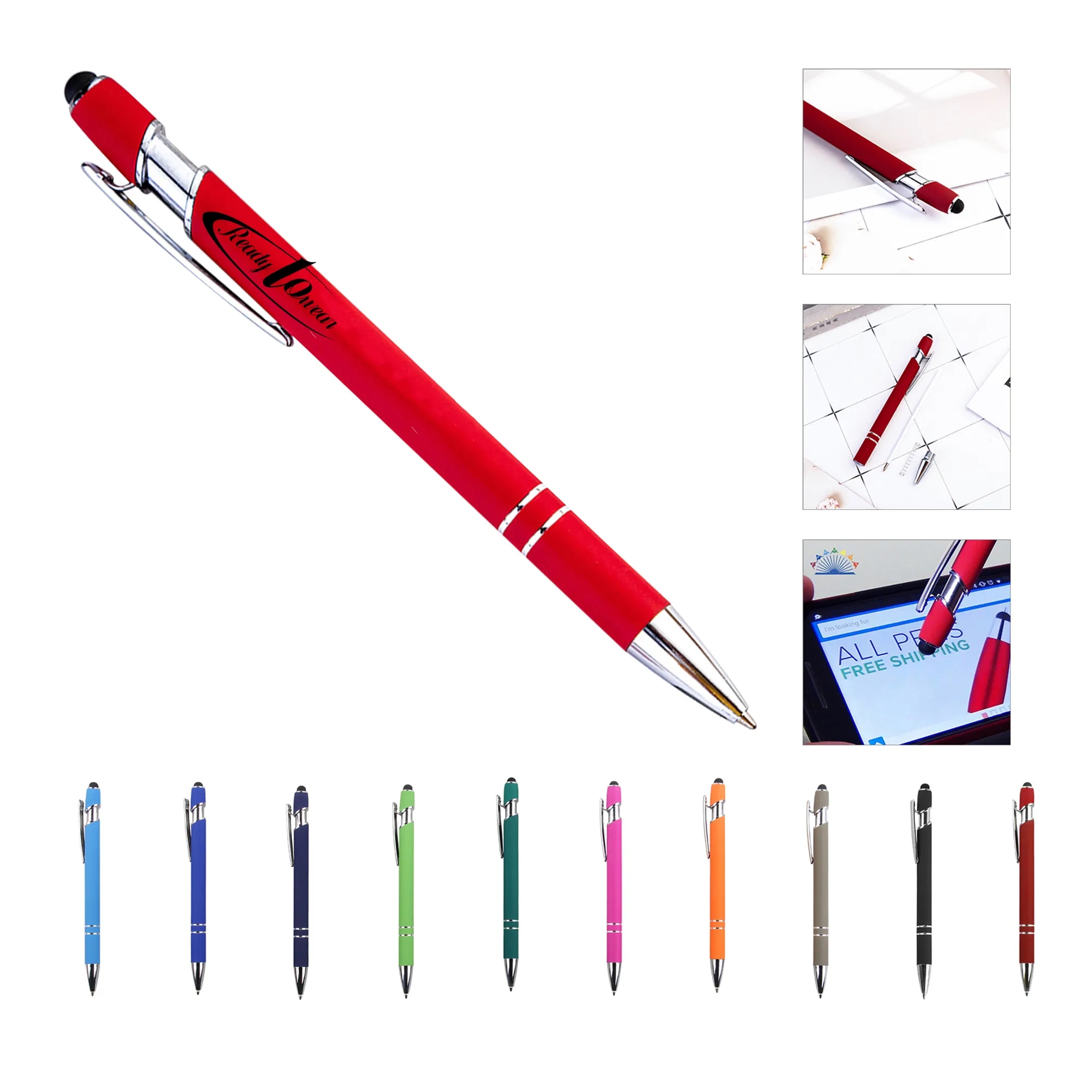 Soft Touch Ballpoint Pen with Stylus Tip