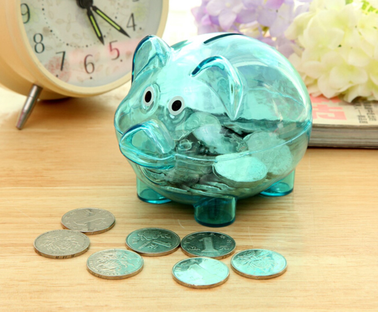 Mini Clear Piggy Coin Money Bank 4